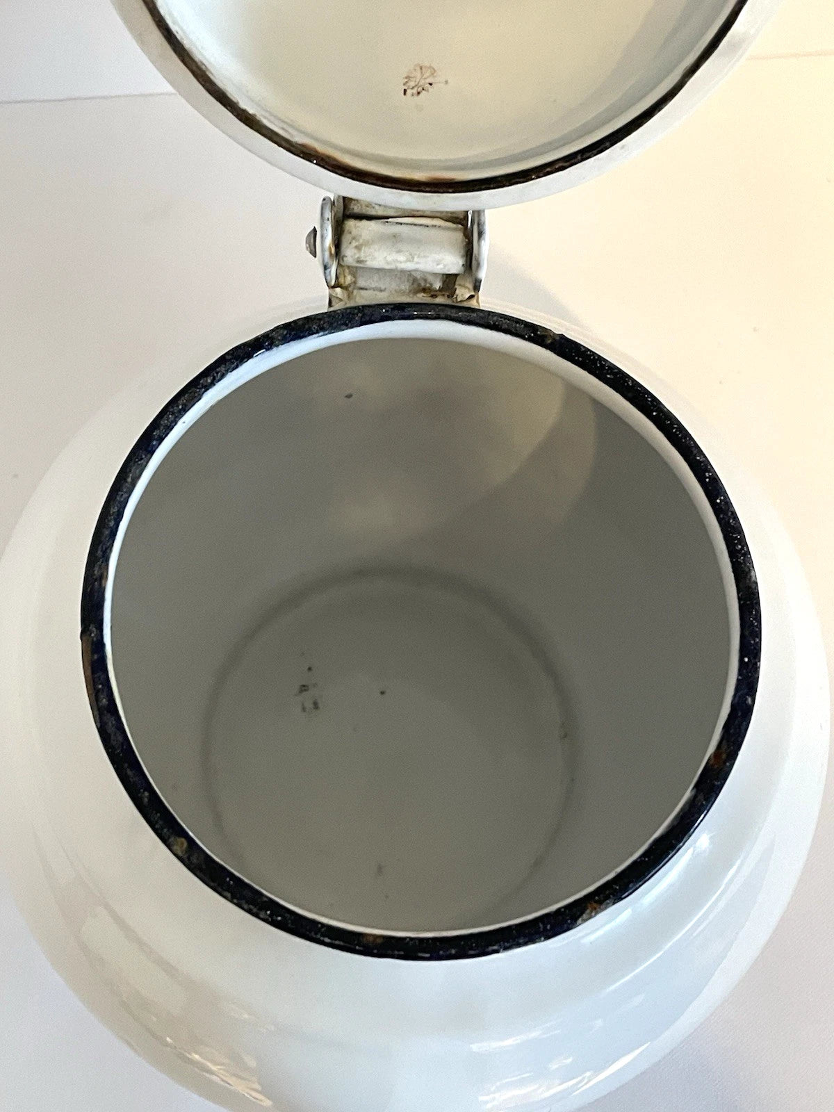 Vintage White Enamelware Teapot w Lid Rustic Farmhouse 7 Inches Tall | eBay