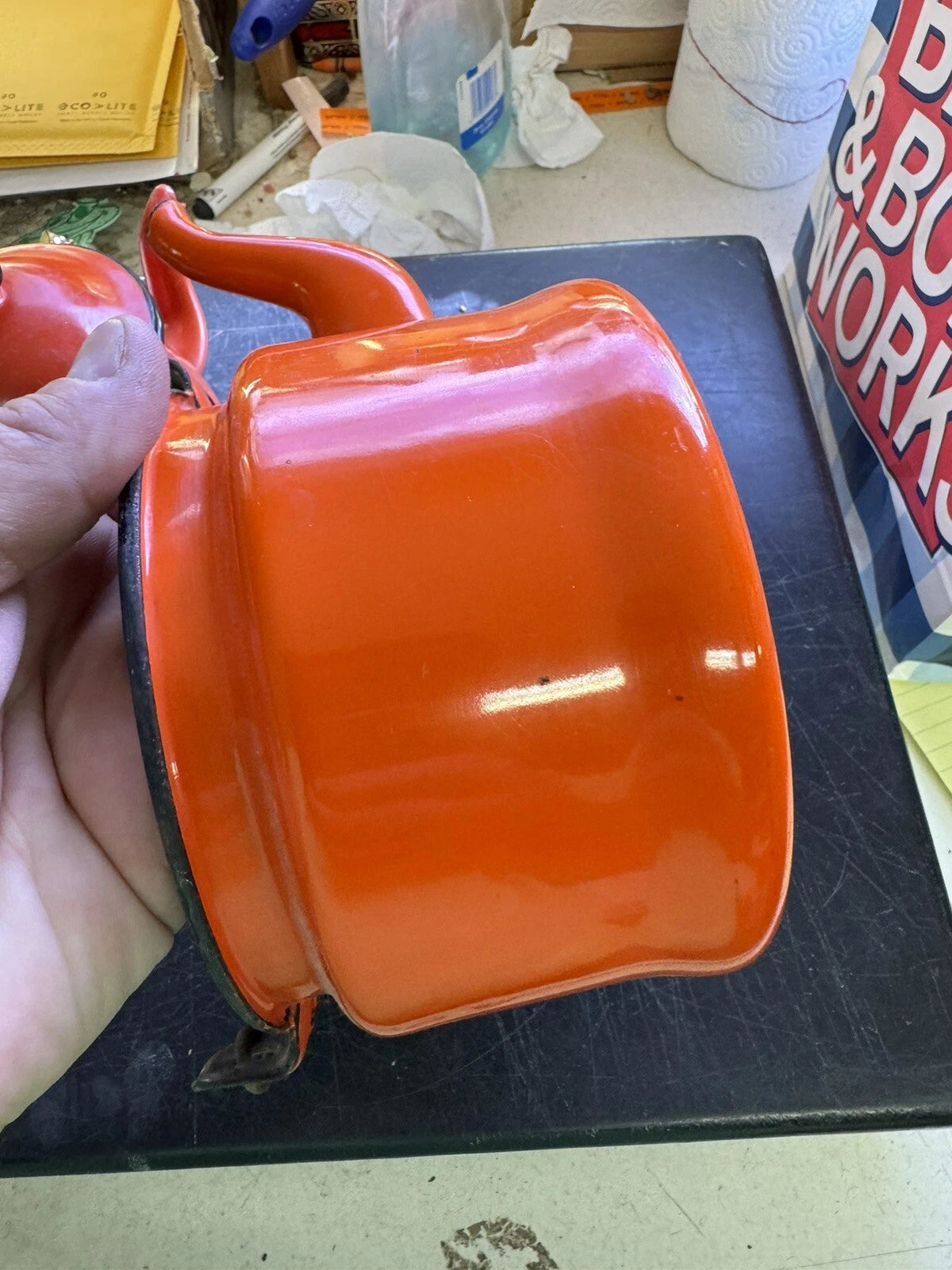 Vintage Red Enamel Tea Pot And Kettle Japan | eBay