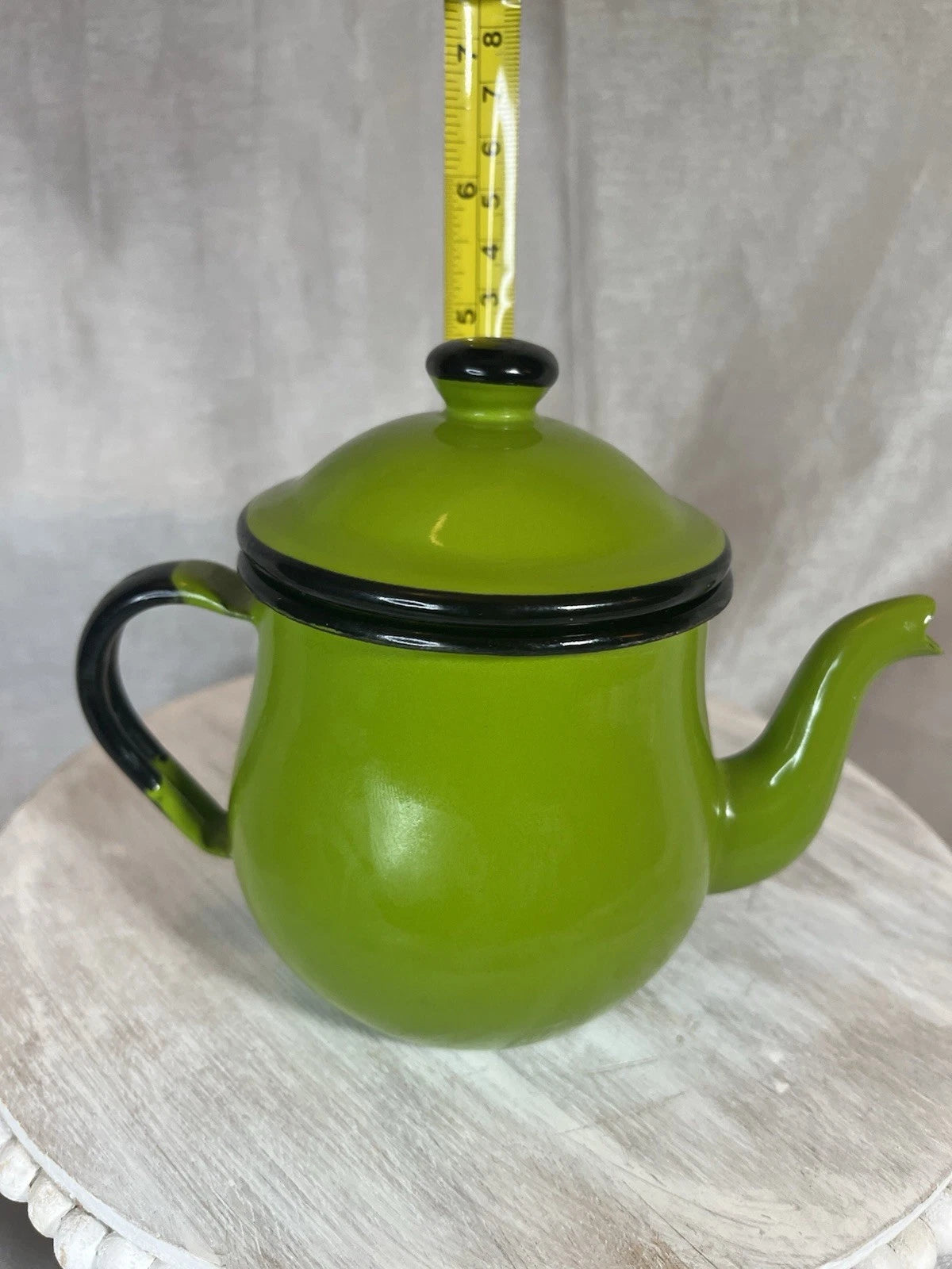 Vintage Green & Black Enamelware Tea Pot with Lid Small 5" Japan | eBay
