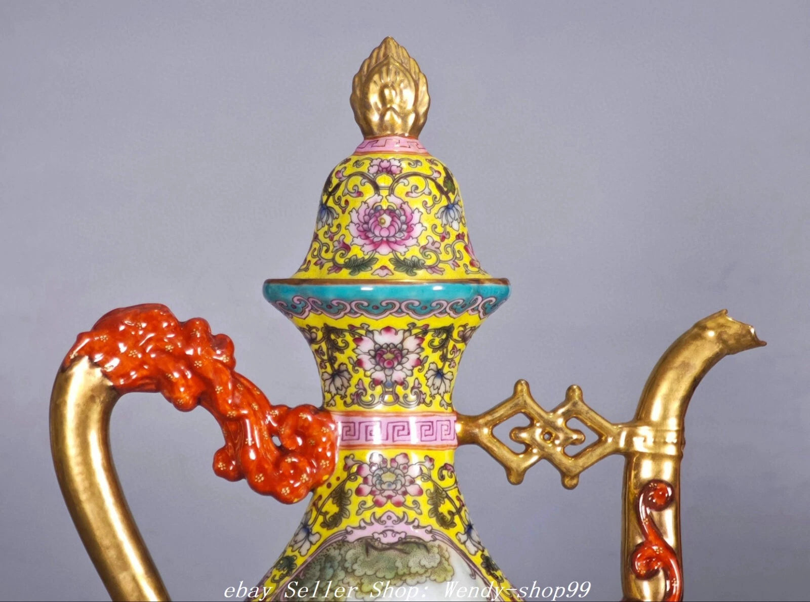 YongZheng Colour Enamel Porcelain Gilt Dragon Beast Belle Wine Tea Pot Flagon | eBay