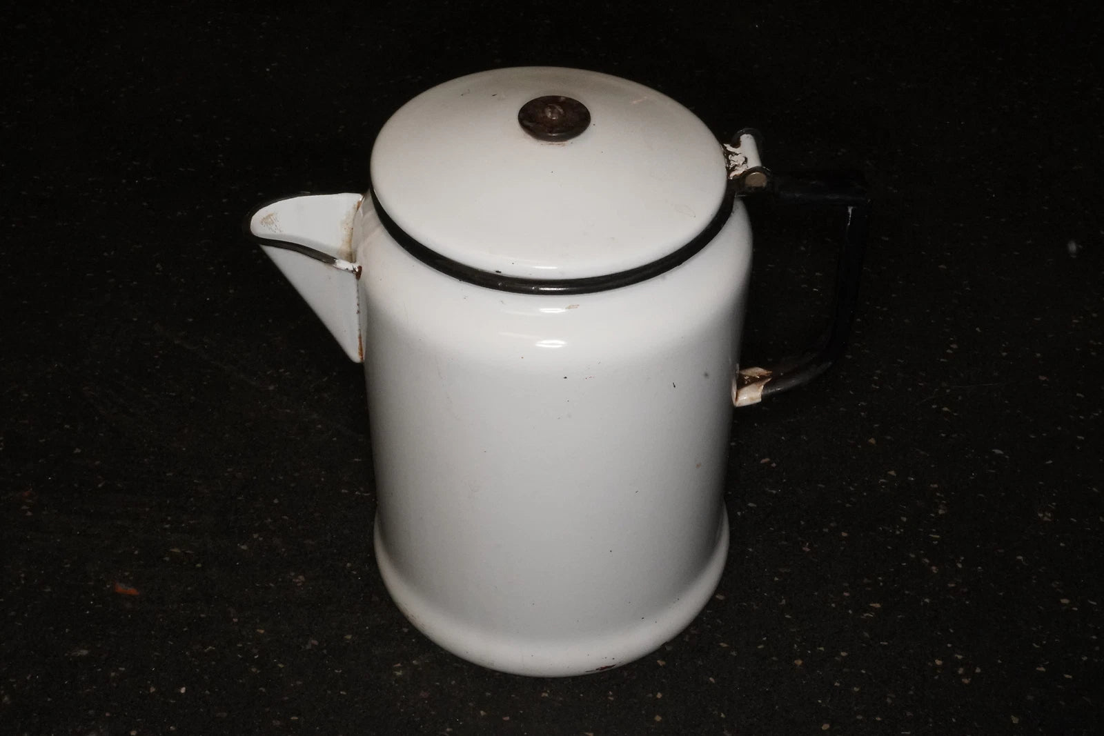 White Porcelain Enamelware Pitcher Teapot Vintage | eBay