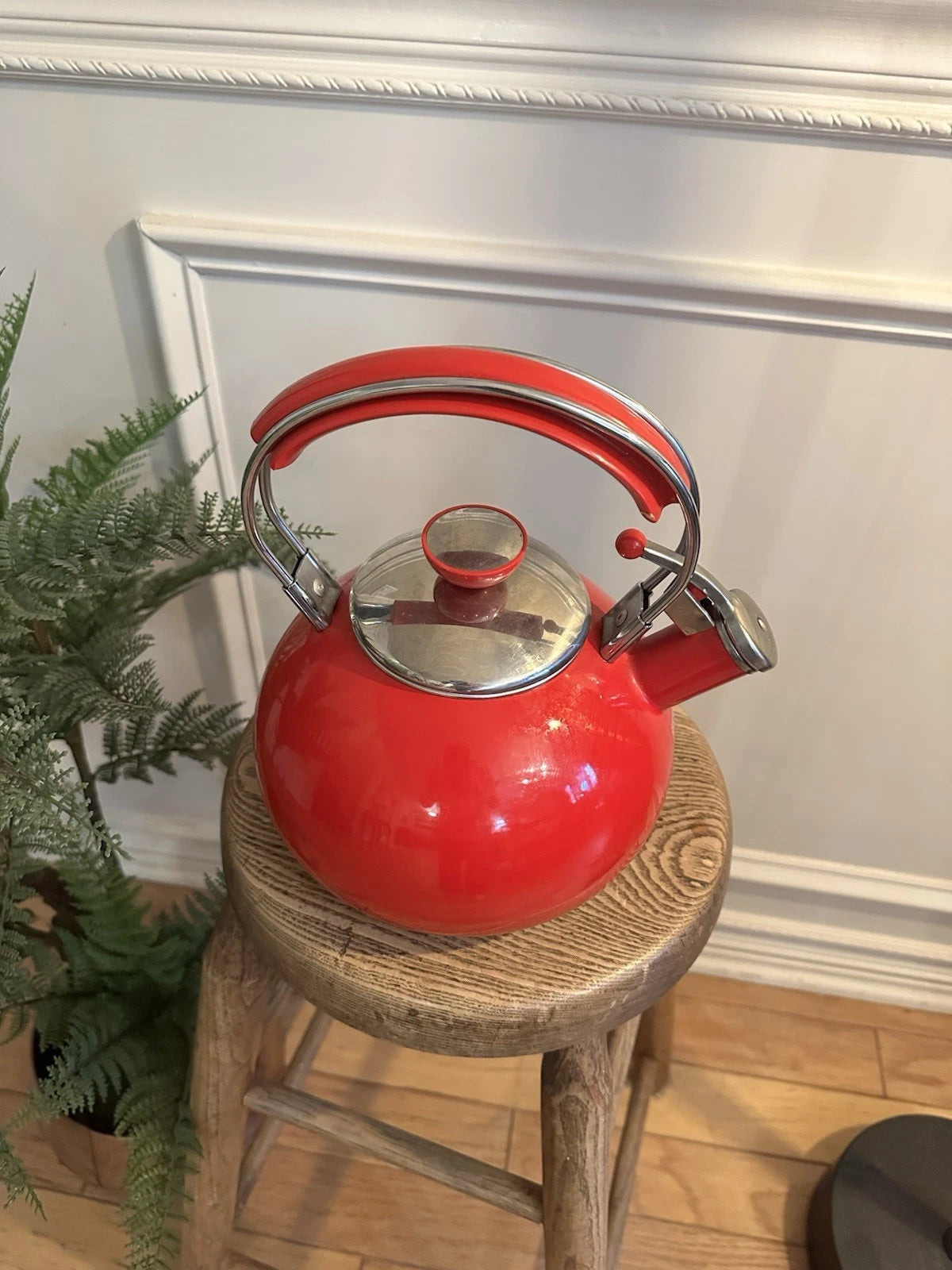 Whistling Tea Kettle Red 2.25 qt Porcelain Enameled Tea Pot. Darling shape! | eBay