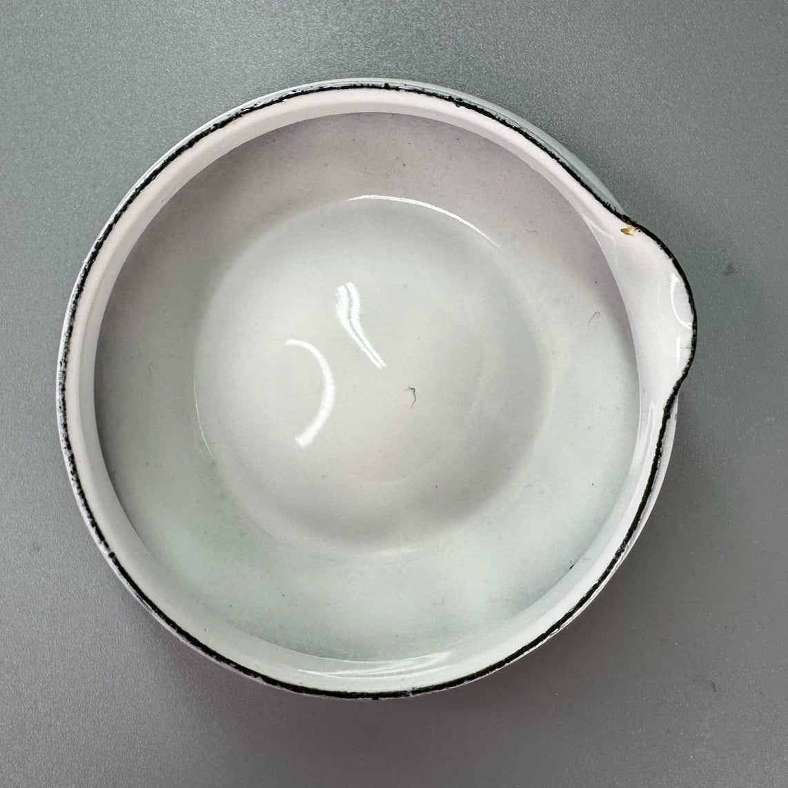 Vtg Enamelware SINGLE SERVE TEAPOT White Black Trim POLAR WARE? Small | eBay