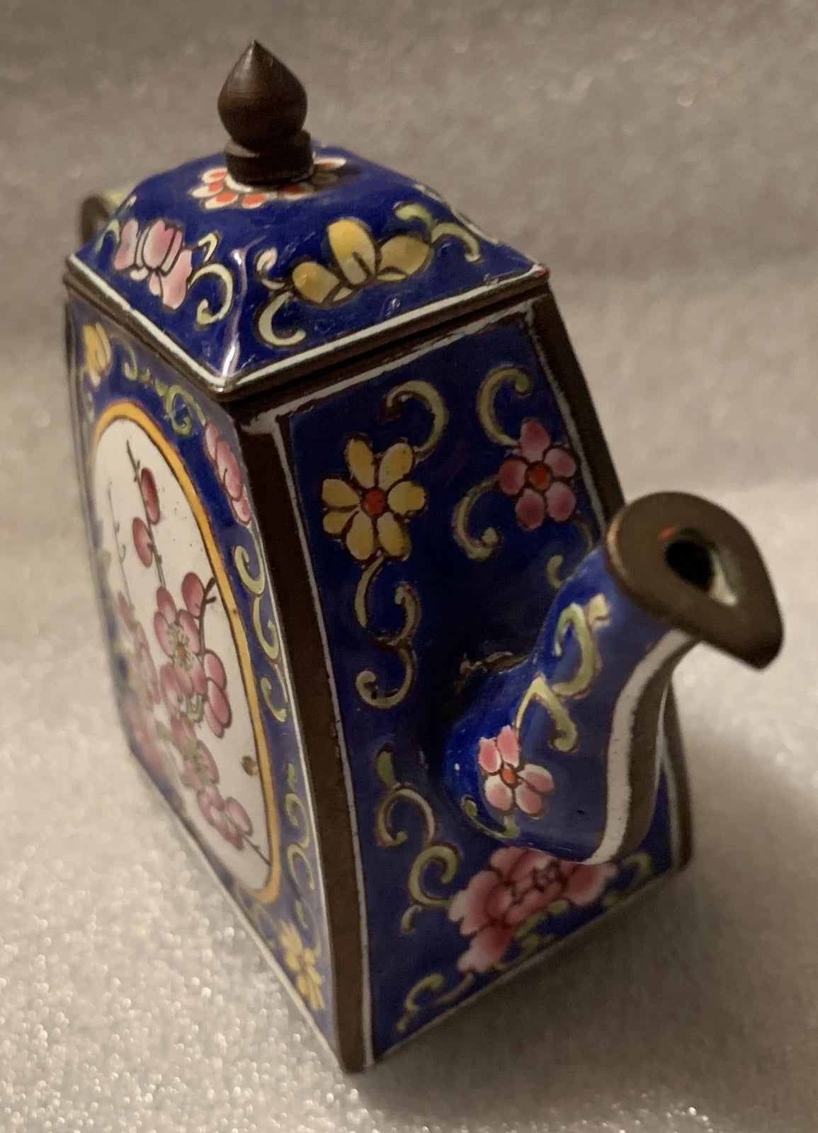 Enamel Mini Tea Pot 1999 pink and yellow flowers | eBay