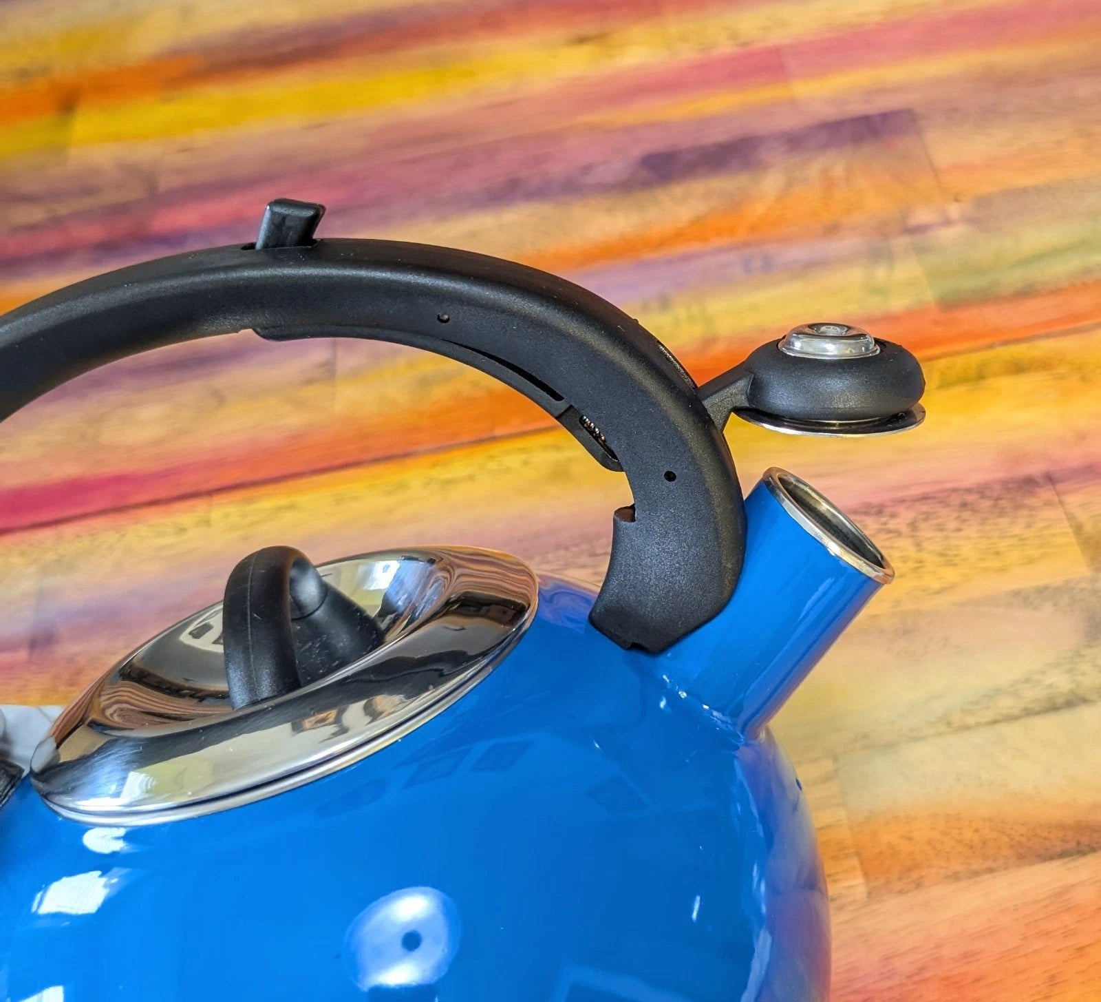 ⭐Whistling Tea Kettle Pot Heat Water Blue Enamel On Steel Handle Button NICE | eBay