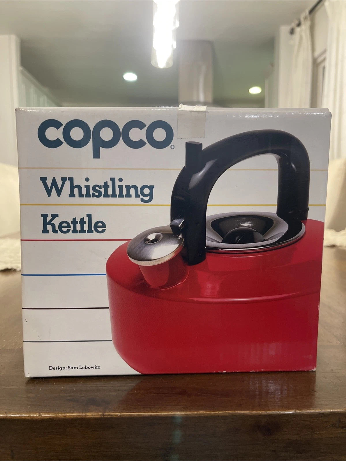 Vtg Copco Sam Lebowitz Whistling Teapot Kettle Retro Modernist Enamel Red ! | eBay