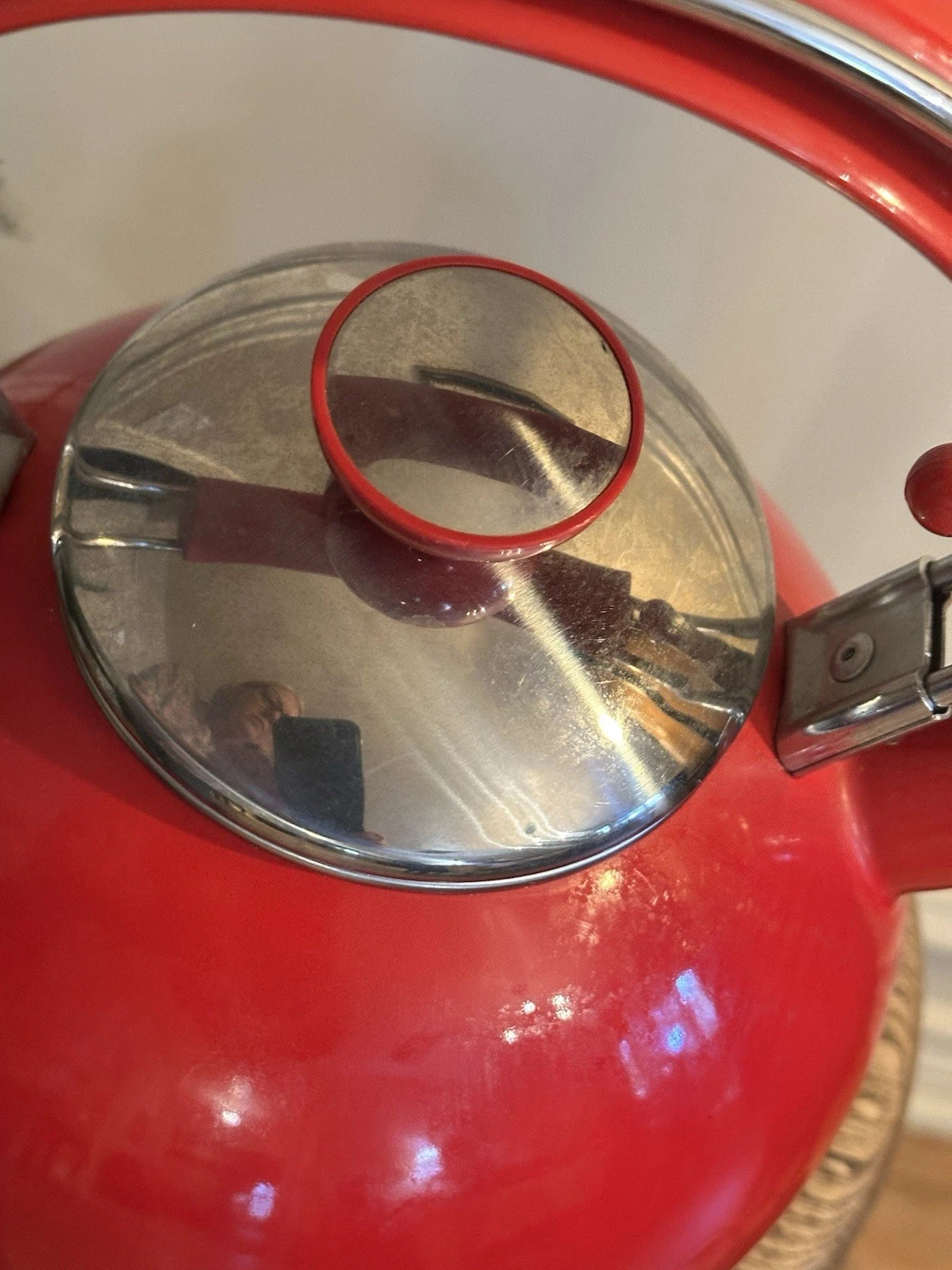 Whistling Tea Kettle Red 2.25 qt Porcelain Enameled Tea Pot. Darling shape! | eBay