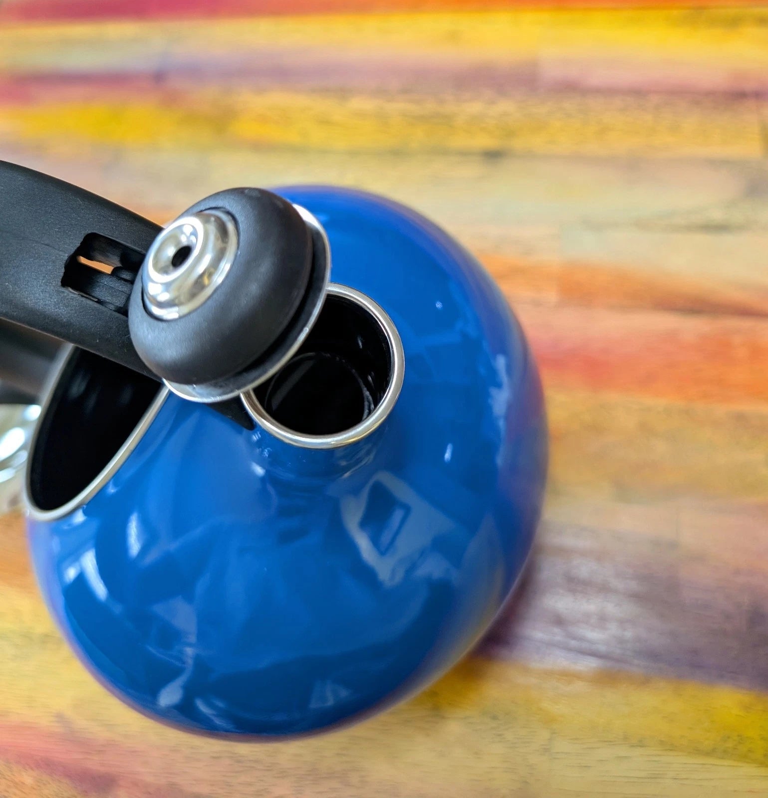 ⭐Whistling Tea Kettle Pot Heat Water Blue Enamel On Steel Handle Button NICE | eBay