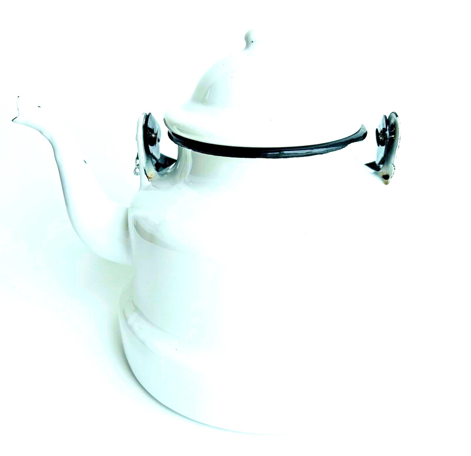White & Black Enamel Tea Pot, Romania Teapot, Farmhouse Garden Pot | eBay