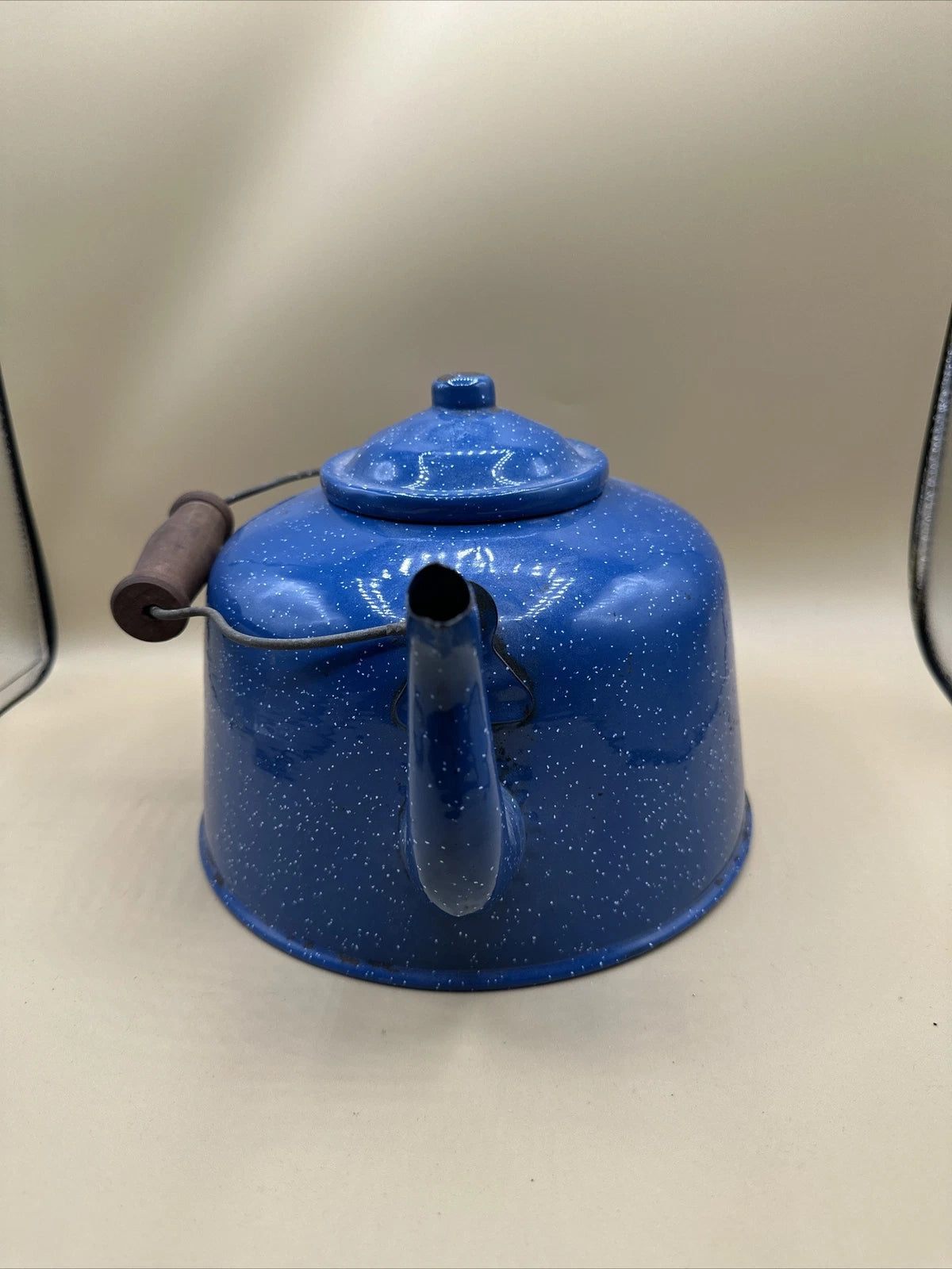 Vintage Tea Pot Teapot Blue and White Speckled Enamelware Tea Pot Tea Kettle Woo | eBay