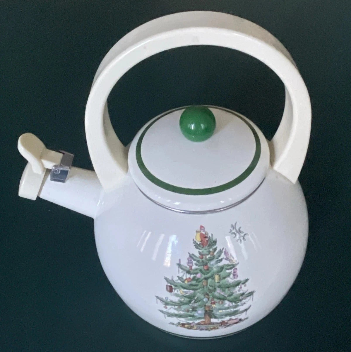Vtg Spode Christmas Tree Whistling Tea Kettle Pot Porcelain Enamel 2.2 Qt Unused | eBay