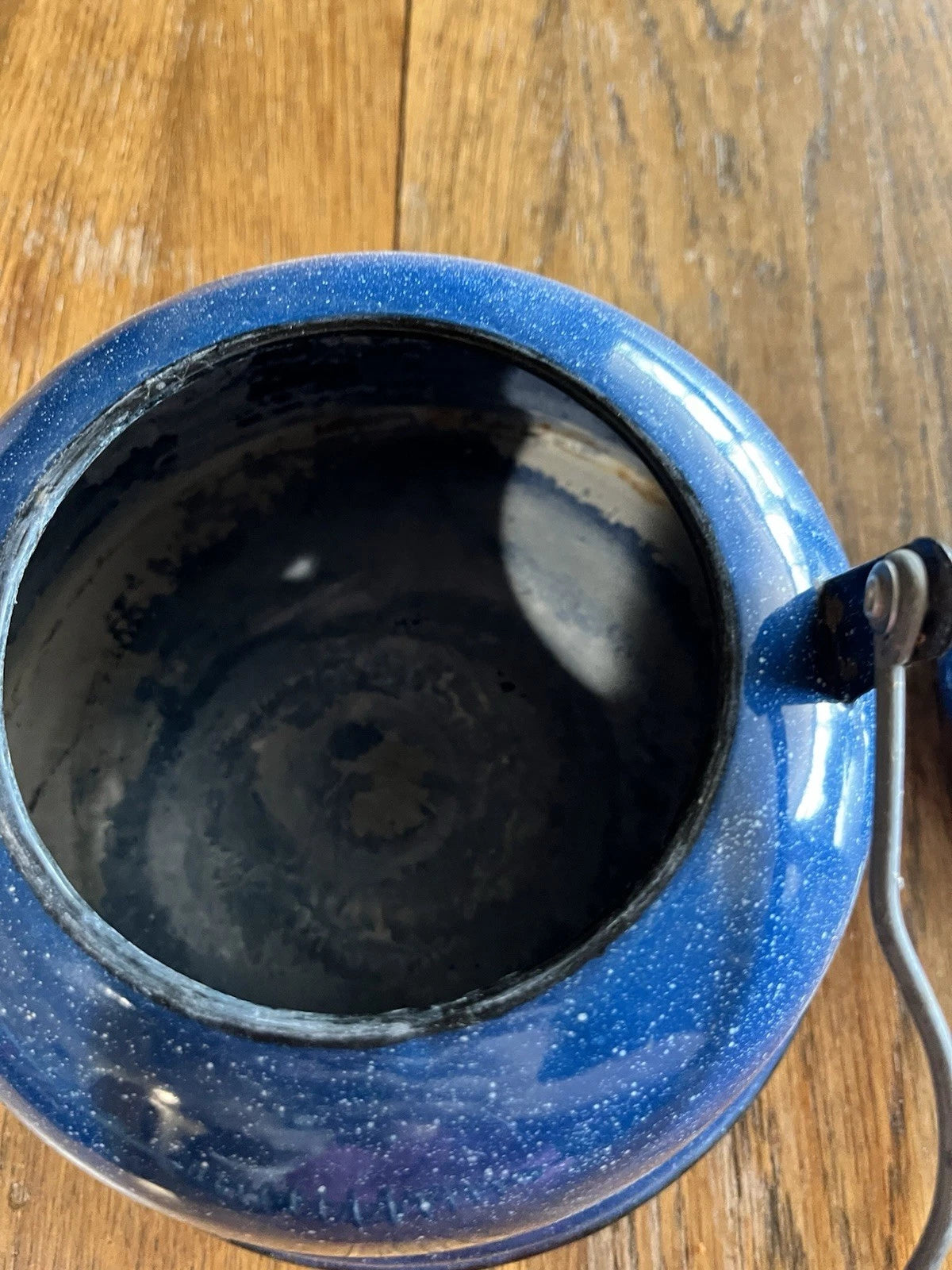 Vtg Blue w-White Speckled Enamelware Teapot Farmhouse camping | eBay