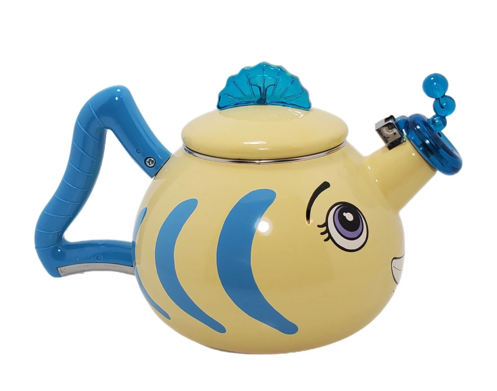 Vtg MM Kamenstein Whistling Kettle Tea Pot Enamel Flounder Fish Anthropomorphic | eBay
