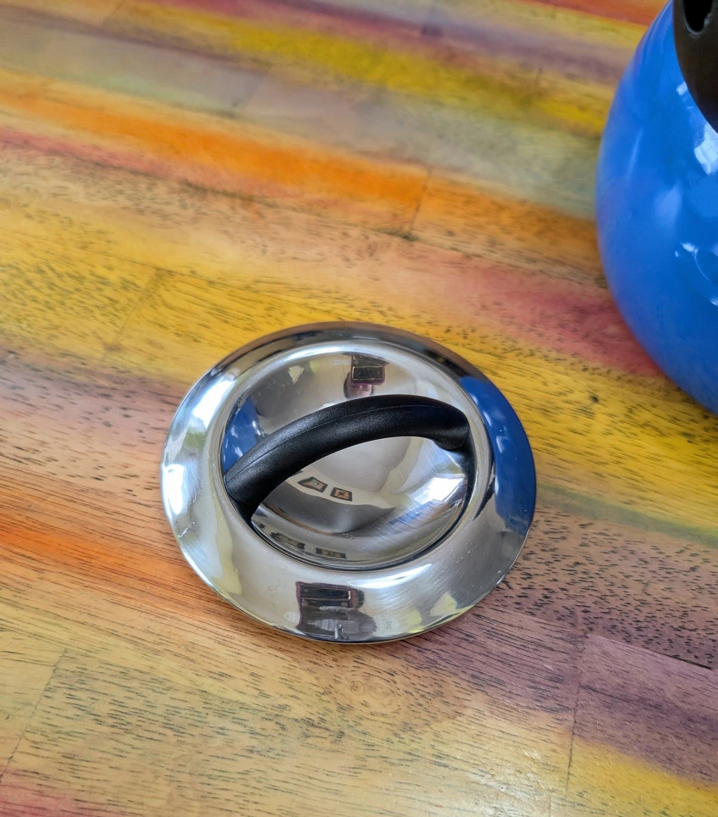 ⭐Whistling Tea Kettle Pot Heat Water Blue Enamel On Steel Handle Button NICE | eBay