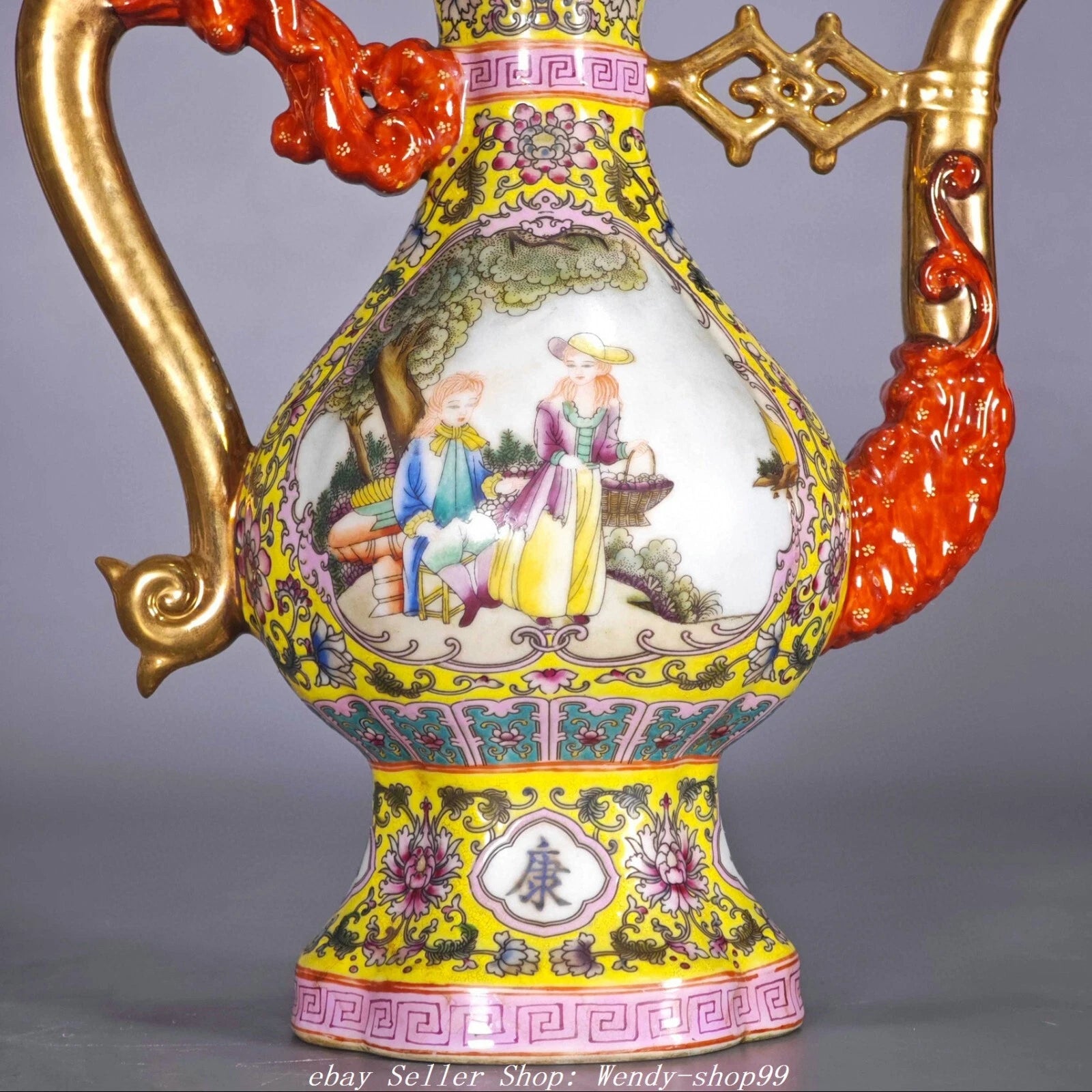 YongZheng Colour Enamel Porcelain Gilt Dragon Beast Belle Wine Tea Pot Flagon | eBay