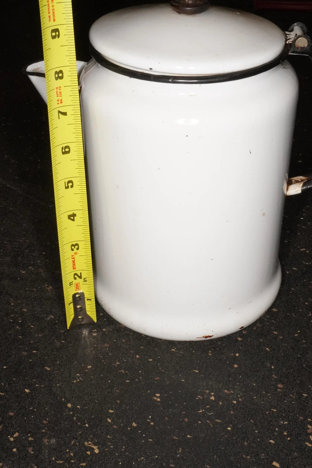 White Porcelain Enamelware Pitcher Teapot Vintage | eBay