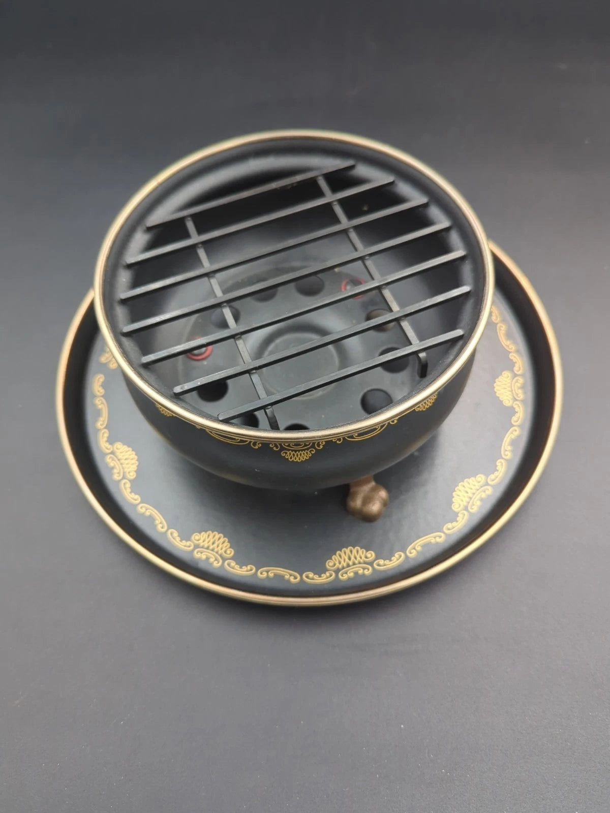 Vntage ASTA Fissler Enamelware Teapot and Warmer Set Black With Gold Trim | eBay