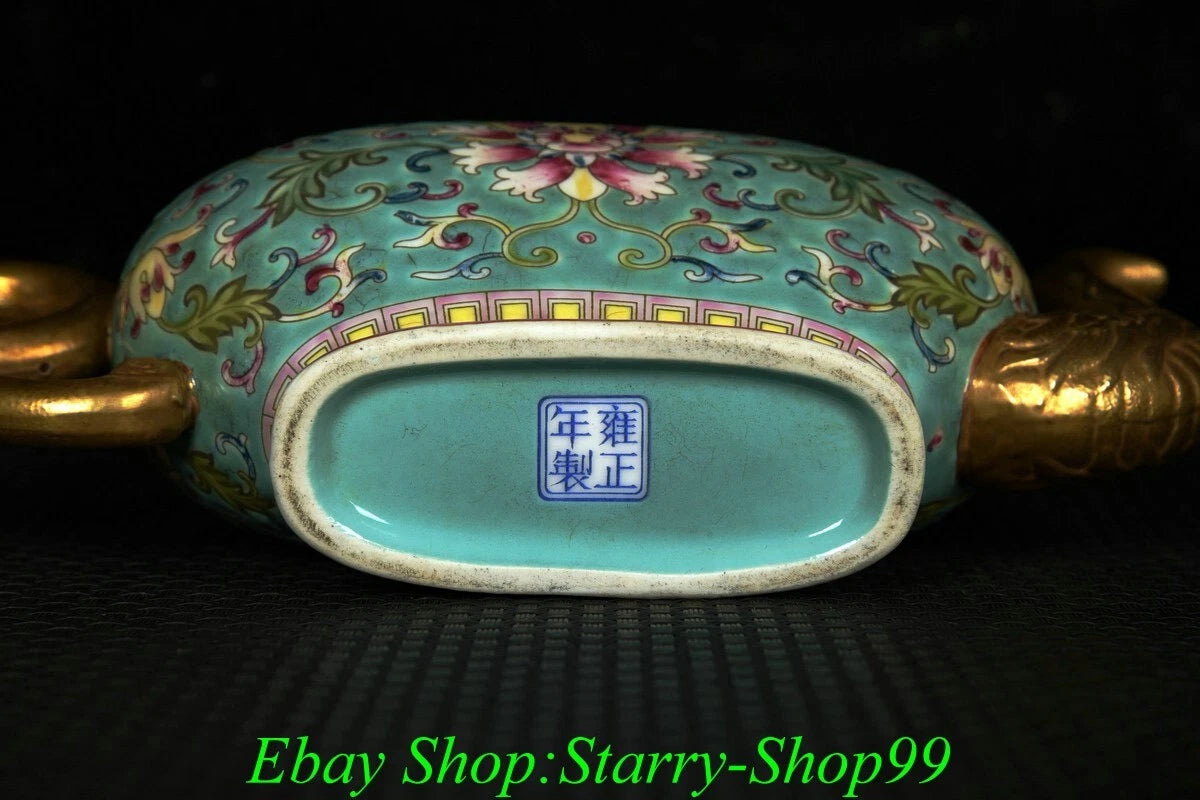 YongZheng Green Colour Enamel Porcelain Gilt Flower Pattern Wine Tea Pot Flagon | eBay