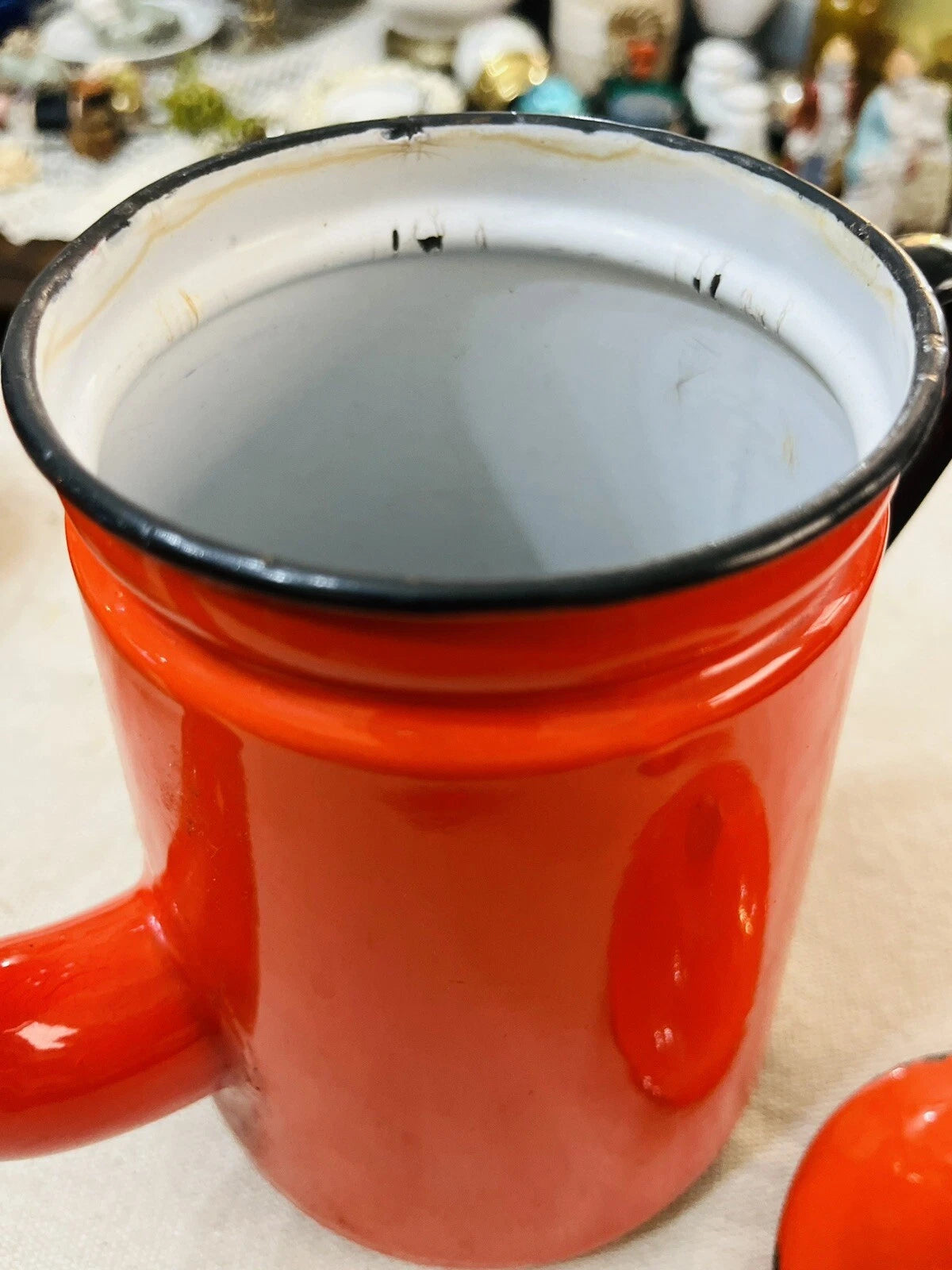 Vintage Red Enamel Teapot 9" Metal Enamelware Farmhouse Country Japan | eBay