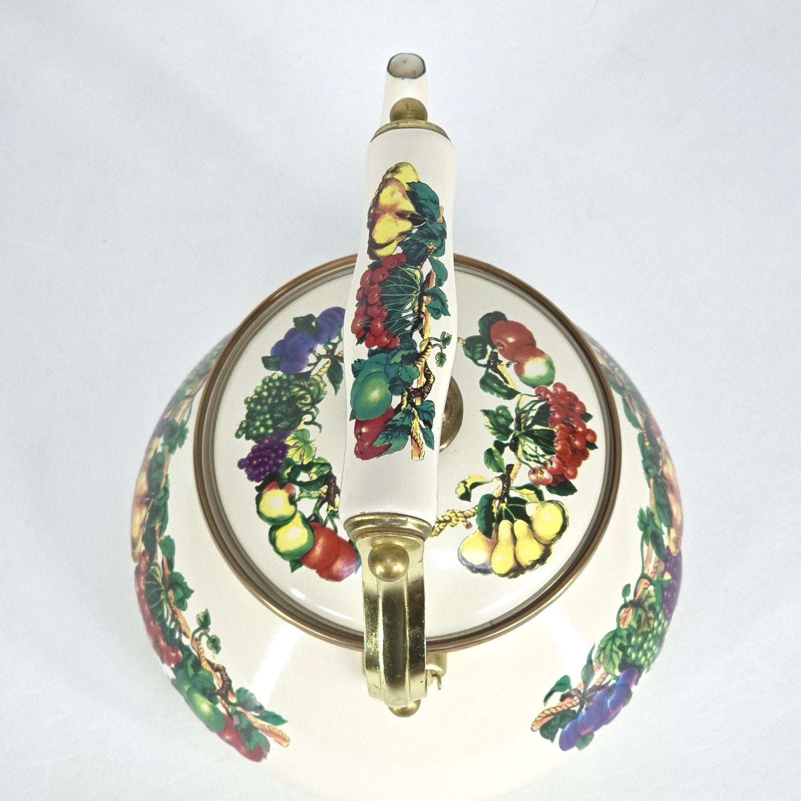 Vintage Metro Enamel Teapot Vitroceramic VHTF Fruit Handle Kitchen Collectible | eBay