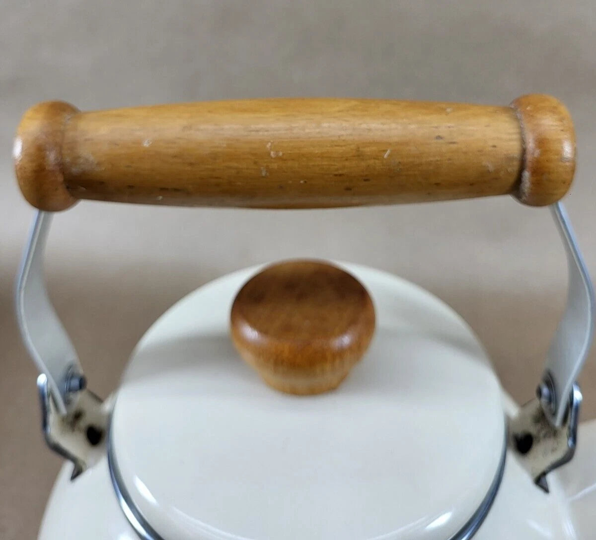Vintage Lincoware Off White Cream Enamel Metal Fruit Motif Teapot Tea Kettle | eBay