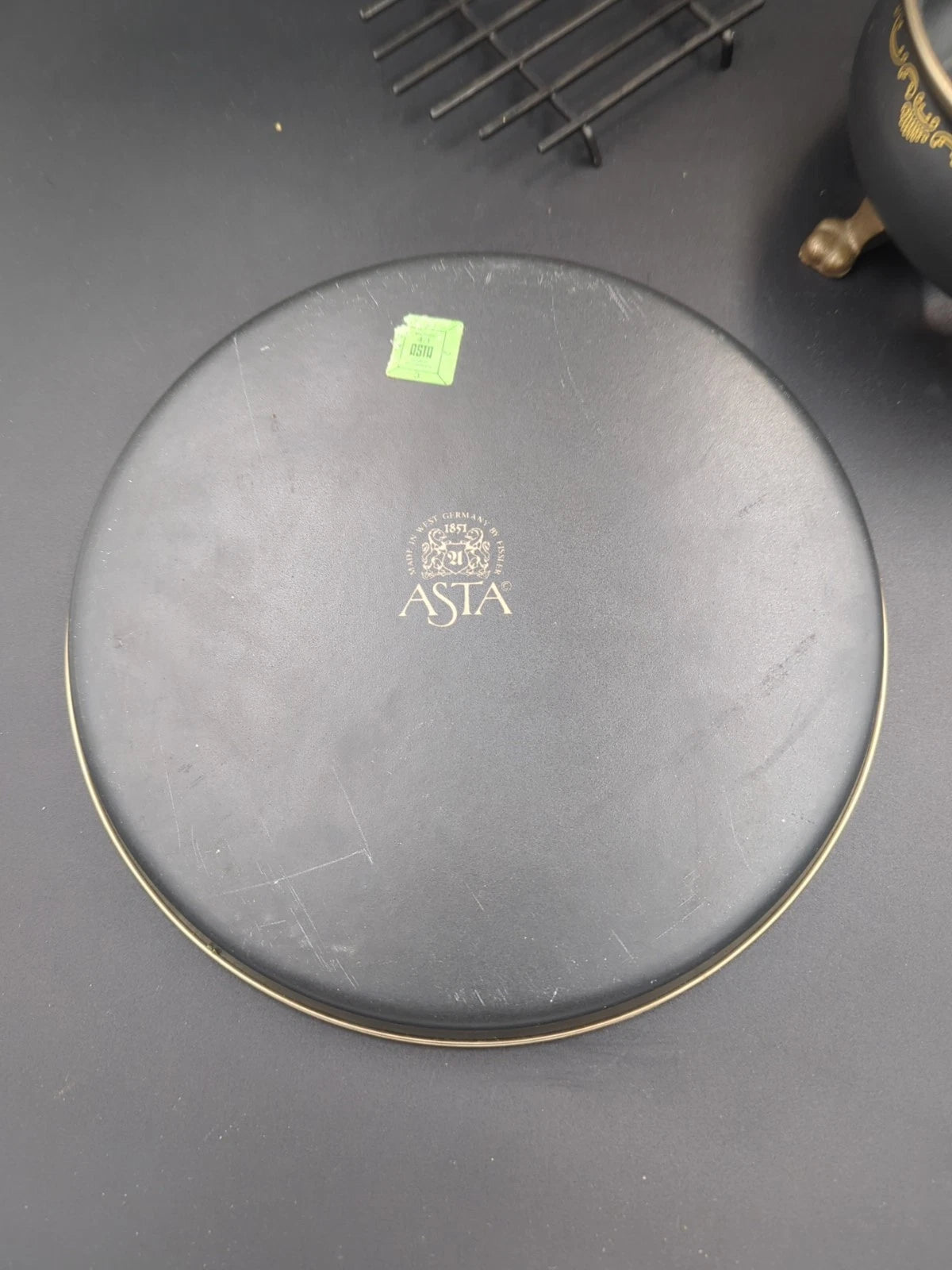 Vntage ASTA Fissler Enamelware Teapot and Warmer Set Black With Gold Trim | eBay