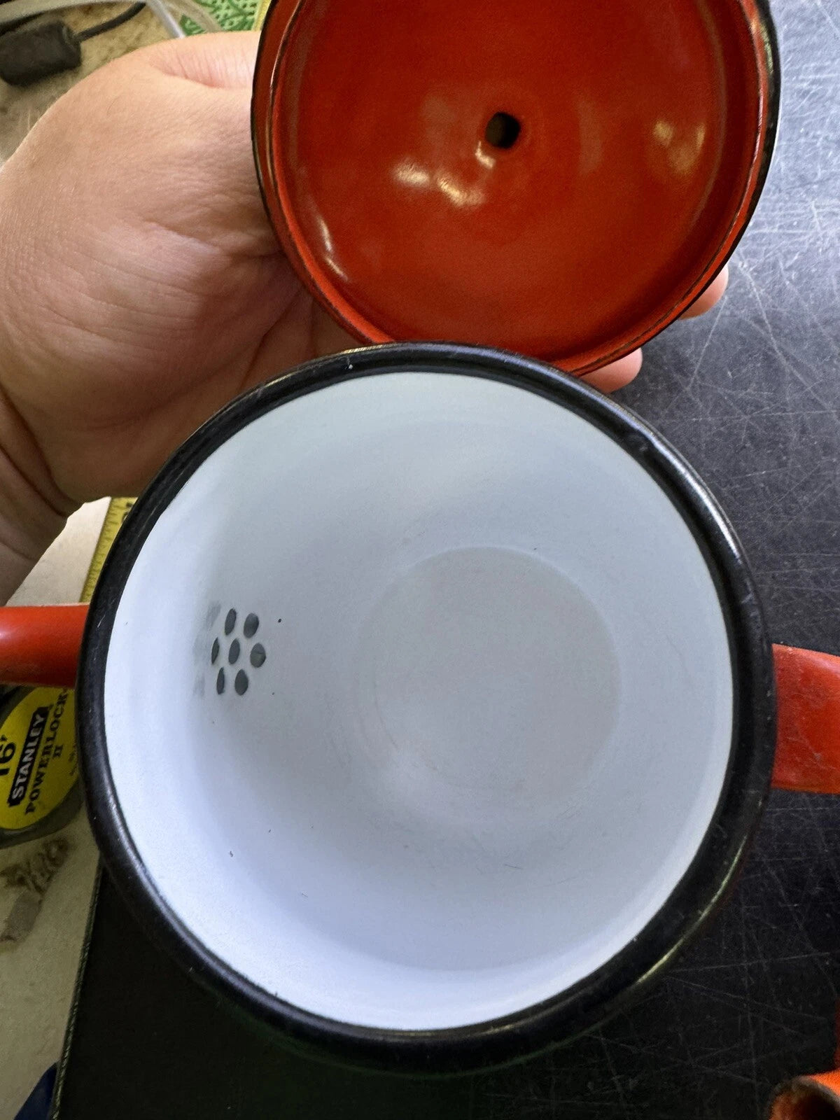 Vintage Red Enamel Tea Pot And Kettle Japan | eBay