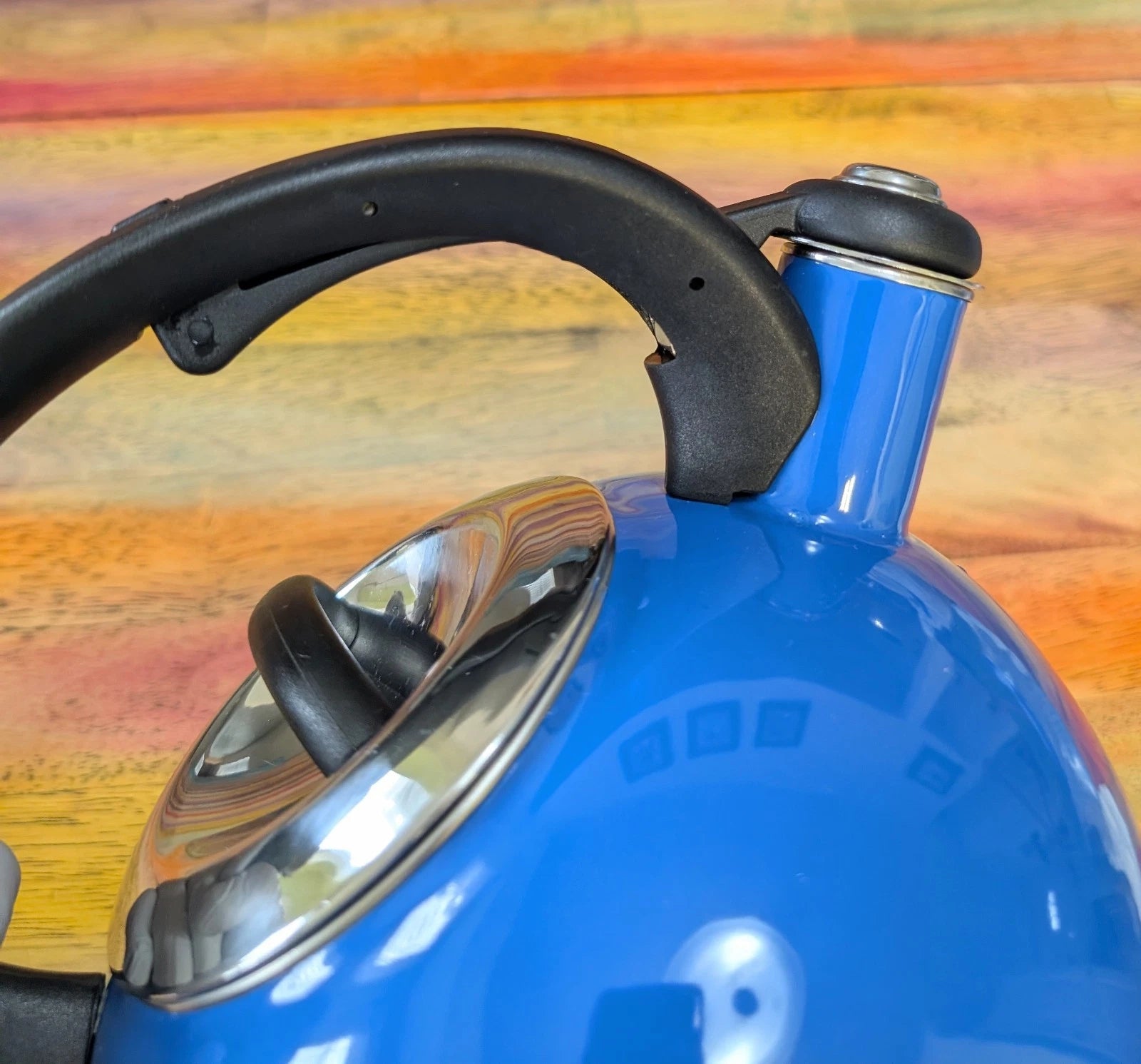 ⭐Whistling Tea Kettle Pot Heat Water Blue Enamel On Steel Handle Button NICE | eBay