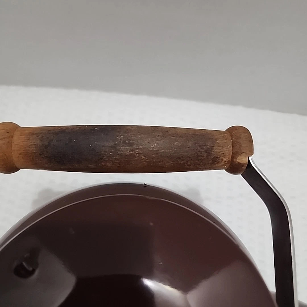Vintage Small Brown Enamelware Tea Pot Kettle Wood Handle 6.5" x 4.75" | eBay