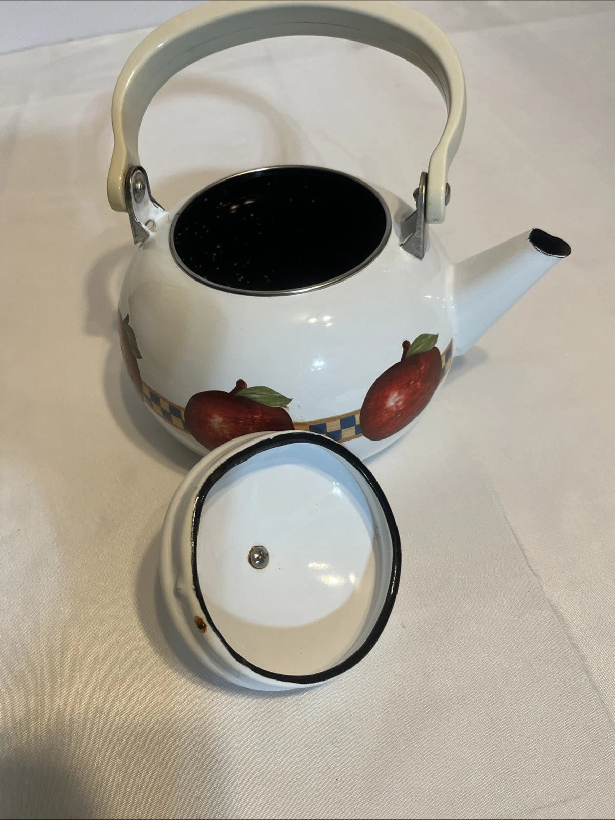 VTG RESTON LLOYD Enamel Tea Pot Country Farmhouse Apple Decor Kettle Teapot | eBay