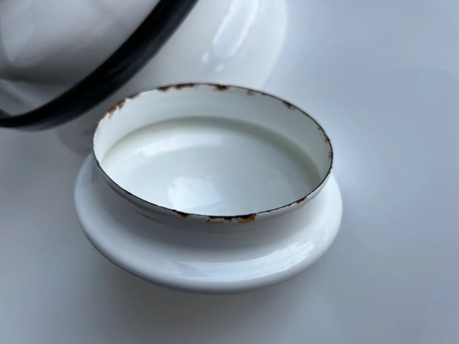 White & Black Enamel Tea Pot, Romania Teapot, Farmhouse Garden Pot | eBay