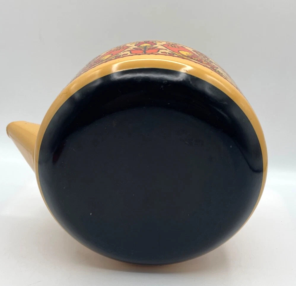 Vintage Fancipans Enamelware Teapot Orange Yellow Birds Flowers RARE | eBay