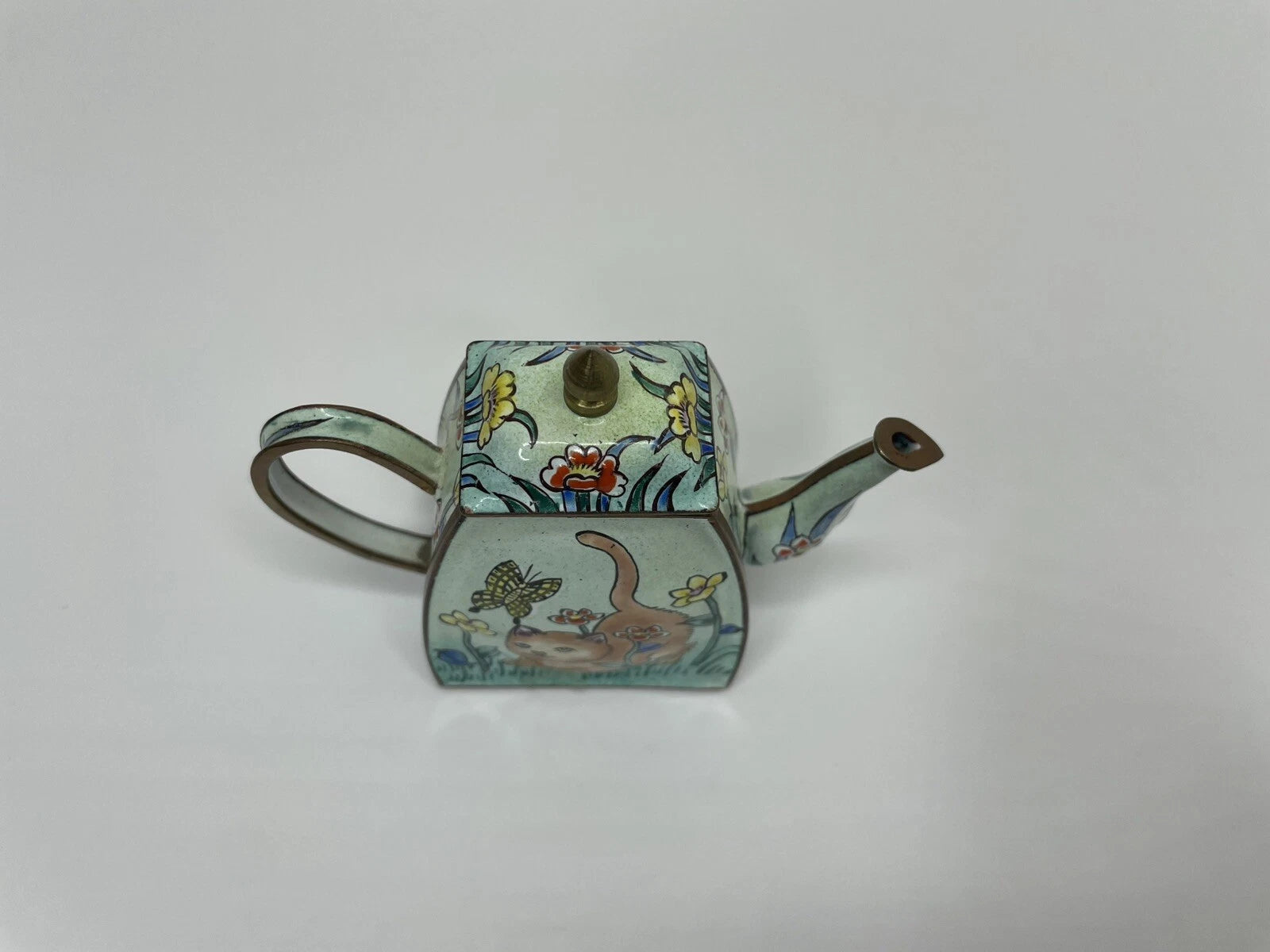 Vintage Miniature Enamel Cat Teapot Hand Painted | eBay