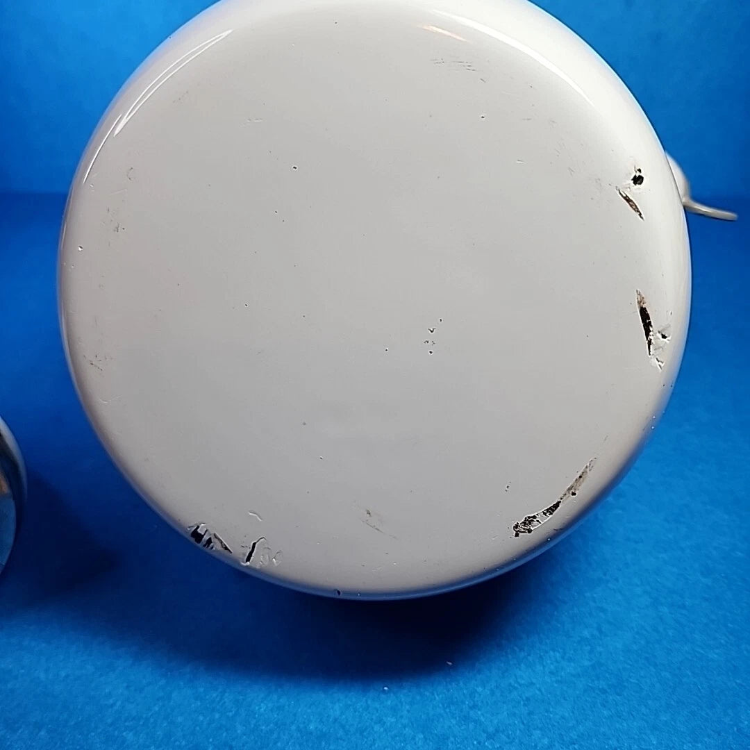 Vtg Enamelware Teapot Cat Mouse Whistling Tea Kettle White Tail Handle Enamel | eBay