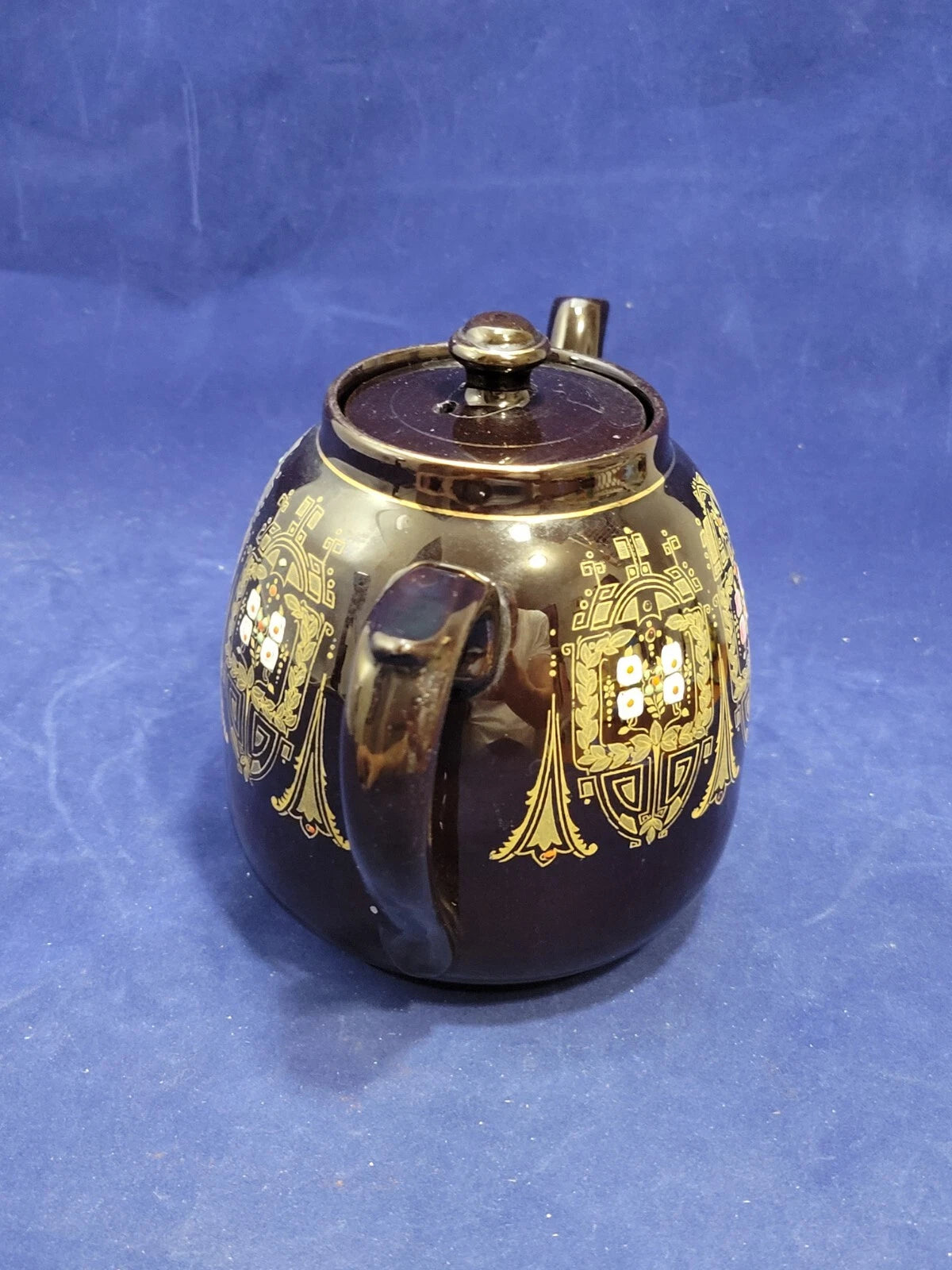 Vintage Gibson & Sons Advance Teapot w/ Lid Black Gold Enamel Burslem England | eBay