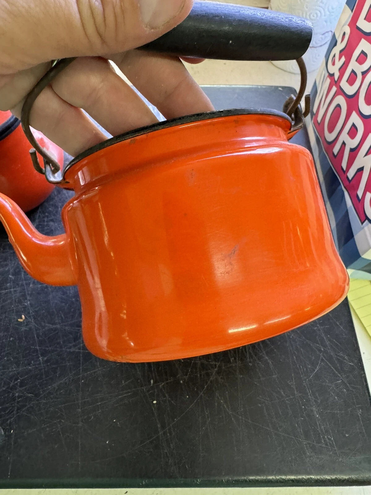 Vintage Red Enamel Tea Pot And Kettle Japan | eBay