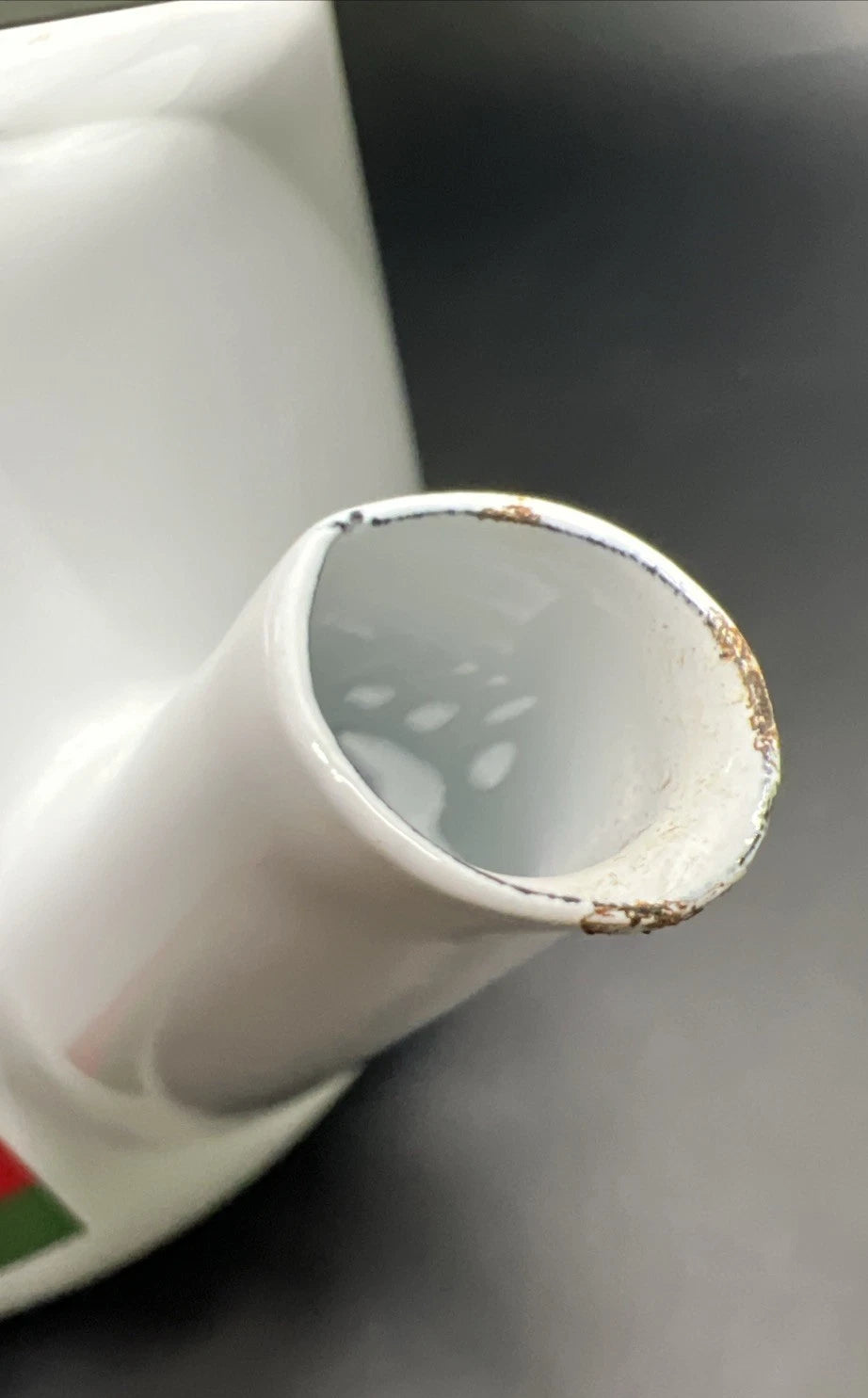 Vintage Japan White Enamel Teapot Kettle Red/Green Stripes Wooden Knob Handle | eBay