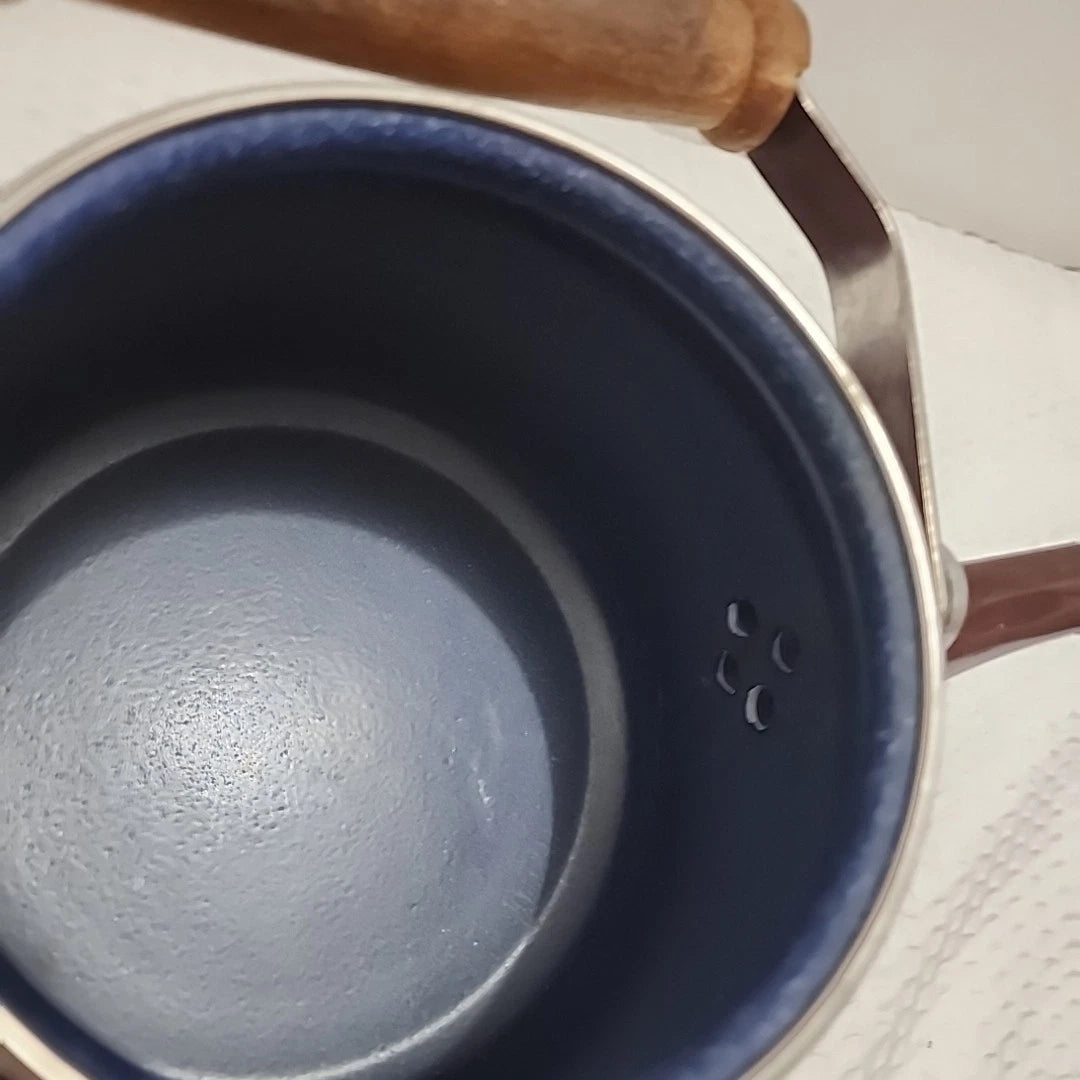 Vintage Small Brown Enamelware Tea Pot Kettle Wood Handle 6.5" x 4.75" | eBay