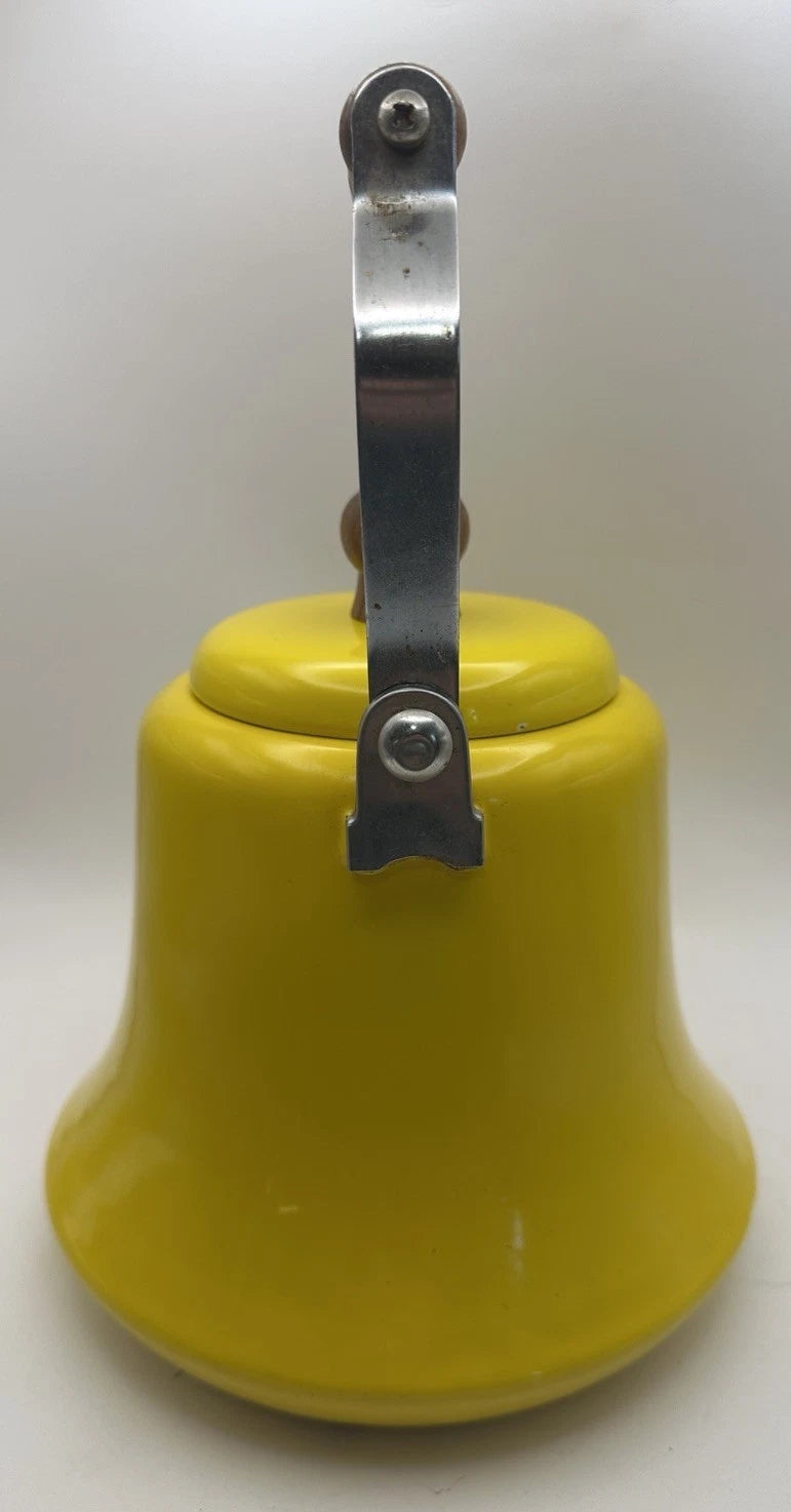 Vintage Yellow Enamel MCM Teapot With Wood Handle Has Some Patina See Pics | eBay