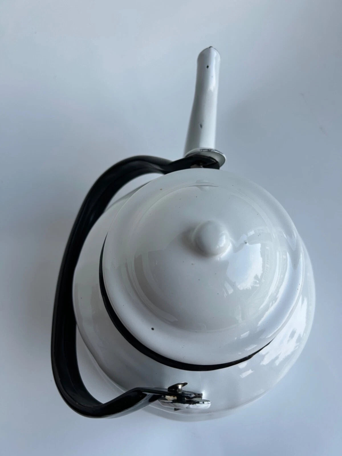 White & Black Enamel Tea Pot, Romania Teapot, Farmhouse Garden Pot | eBay