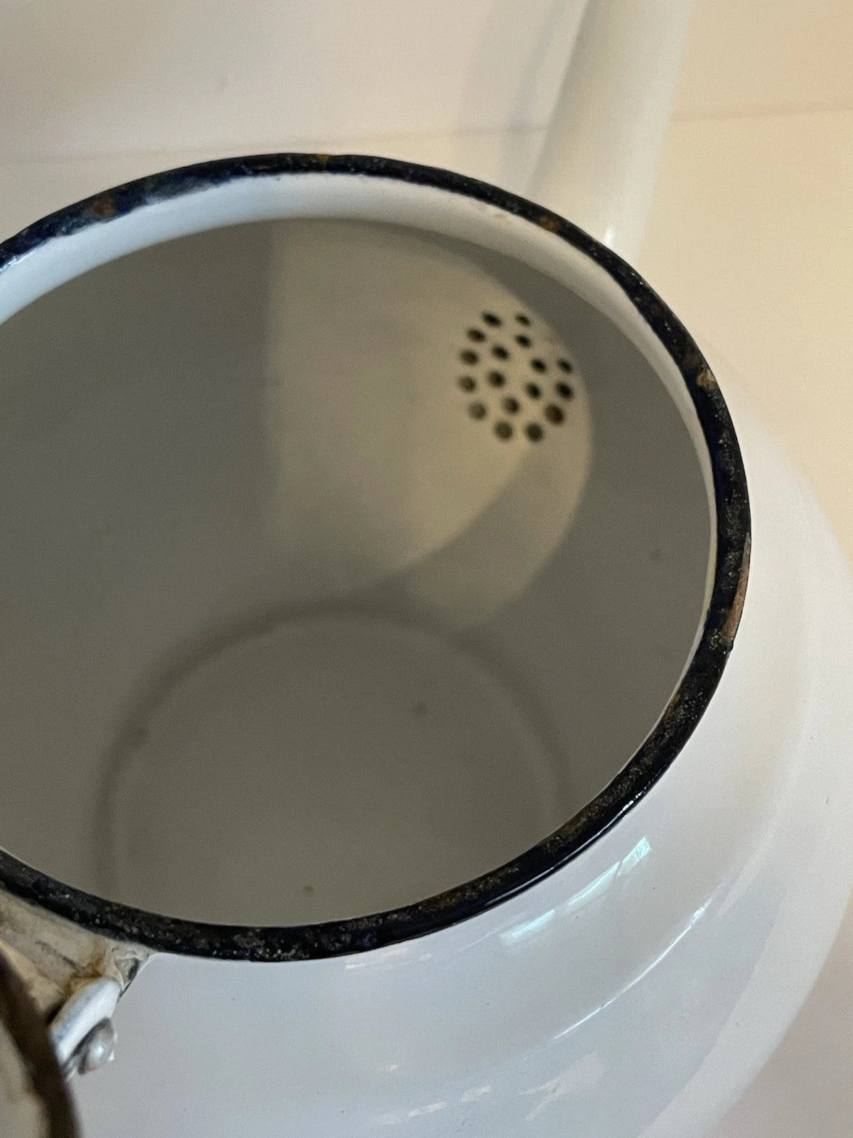 Vintage White Enamelware Teapot w Lid Rustic Farmhouse 7 Inches Tall | eBay