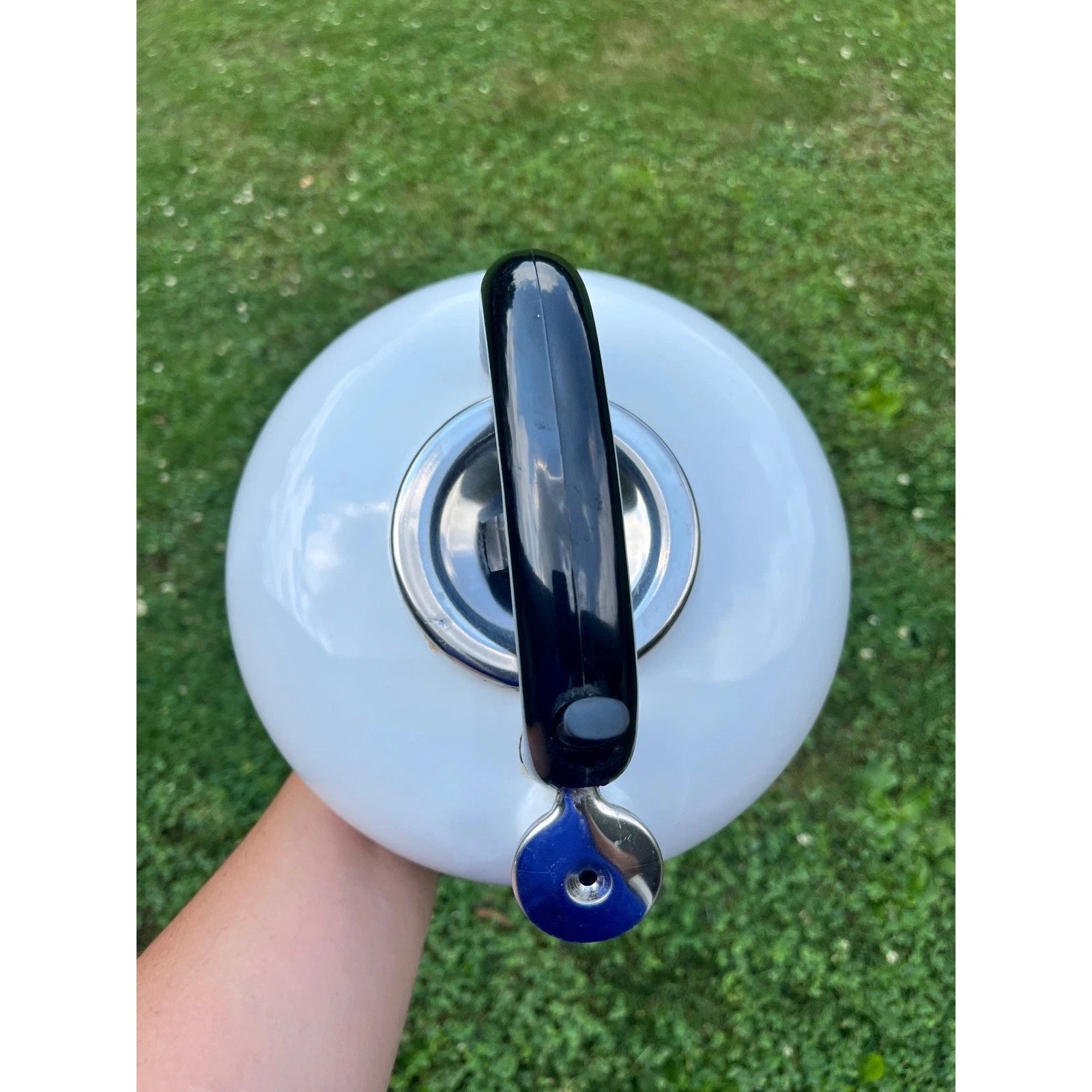 Vtg White Enamel Tea Kettle Stovetop Teapot with Whistle Modern Kitchen As Is | eBay