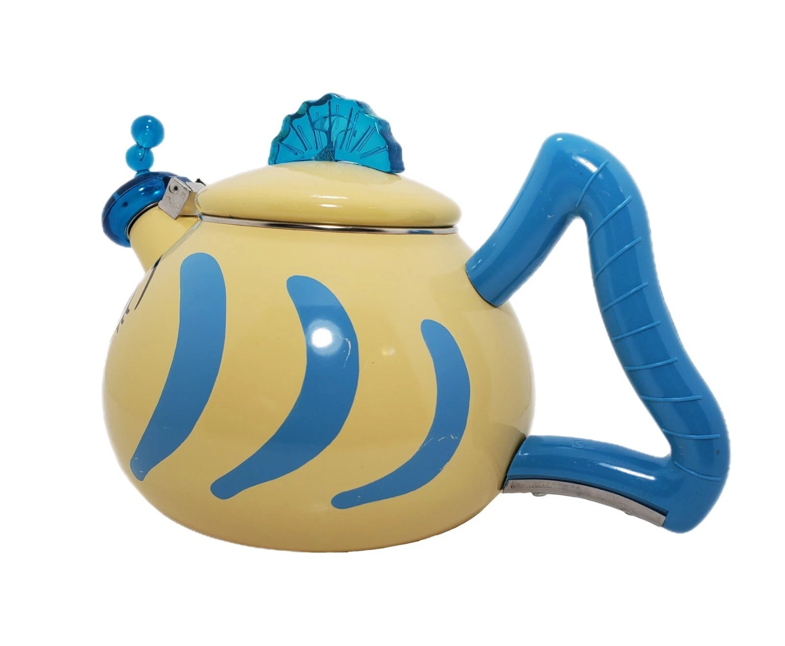 Vtg MM Kamenstein Whistling Kettle Tea Pot Enamel Flounder Fish Anthropomorphic | eBay