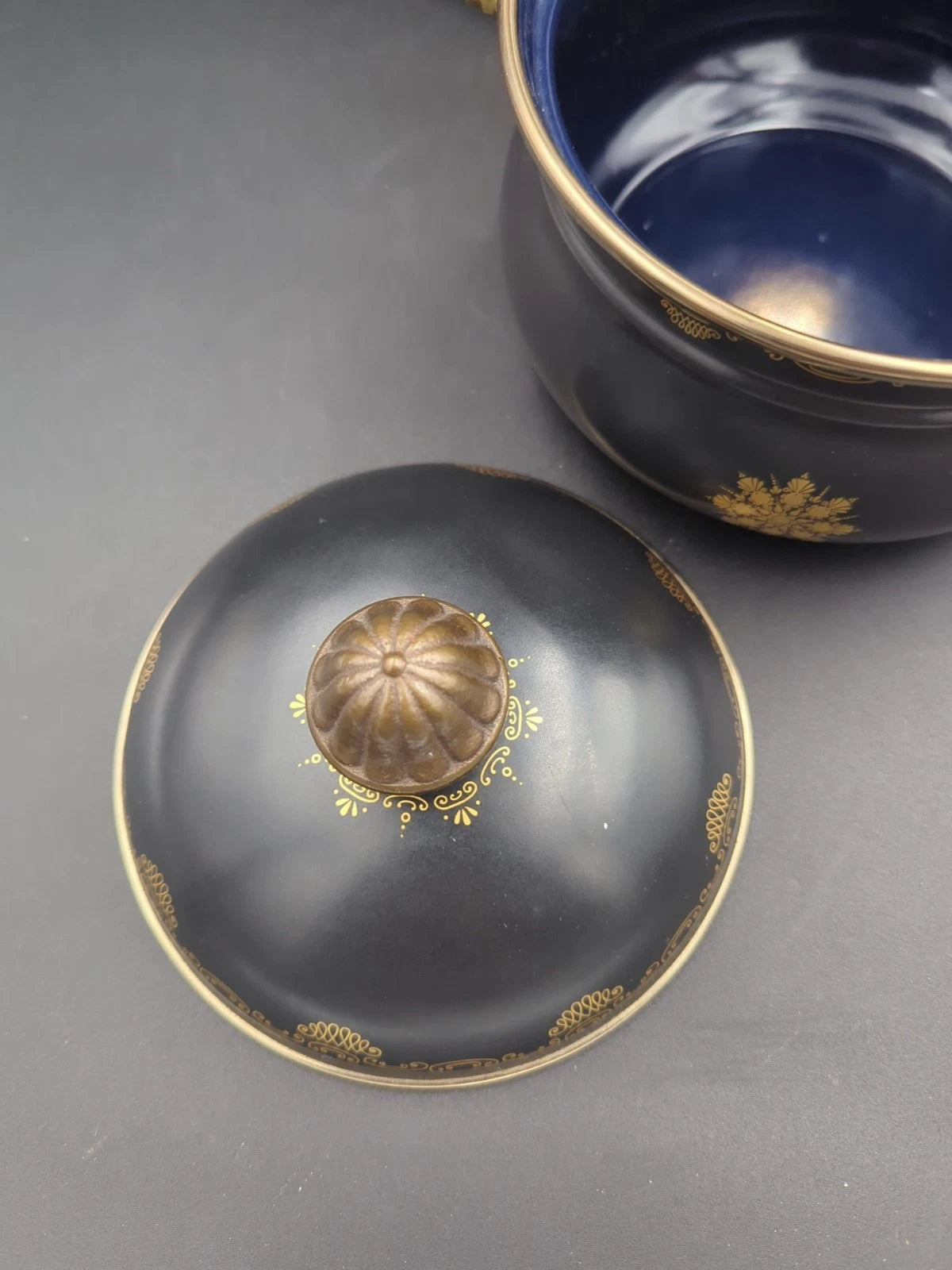 Vntage ASTA Fissler Enamelware Teapot and Warmer Set Black With Gold Trim | eBay