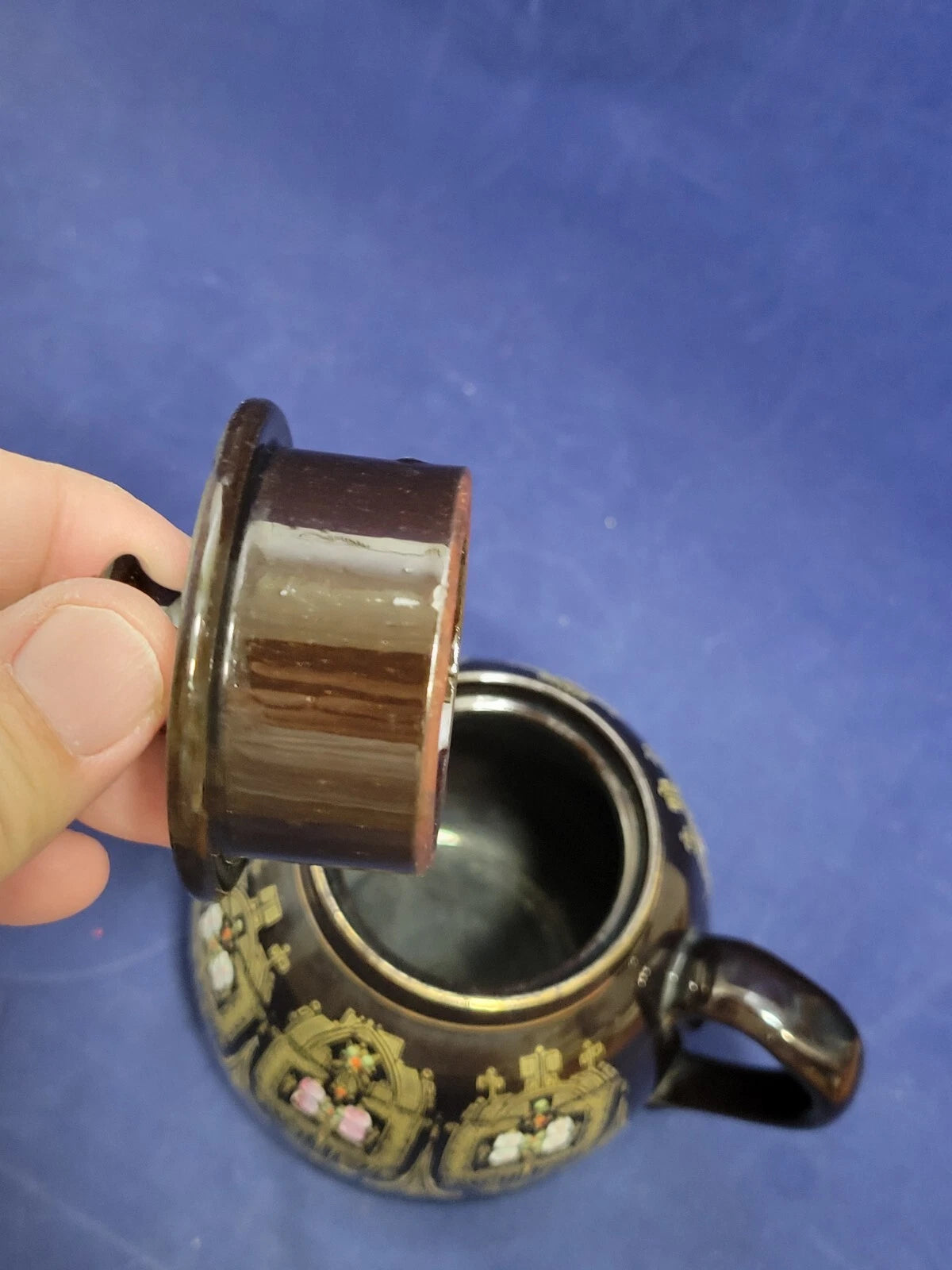 Vintage Gibson & Sons Advance Teapot w/ Lid Black Gold Enamel Burslem England | eBay