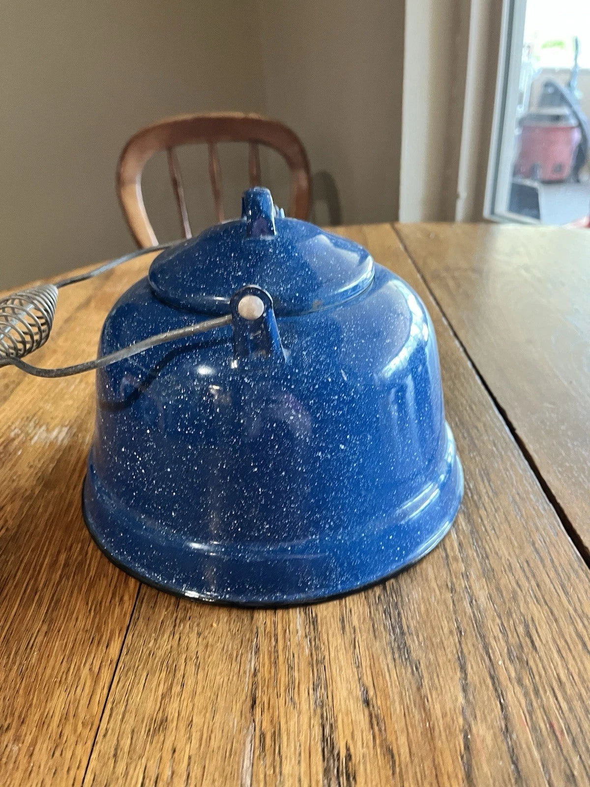Vtg Blue w-White Speckled Enamelware Teapot Farmhouse camping | eBay