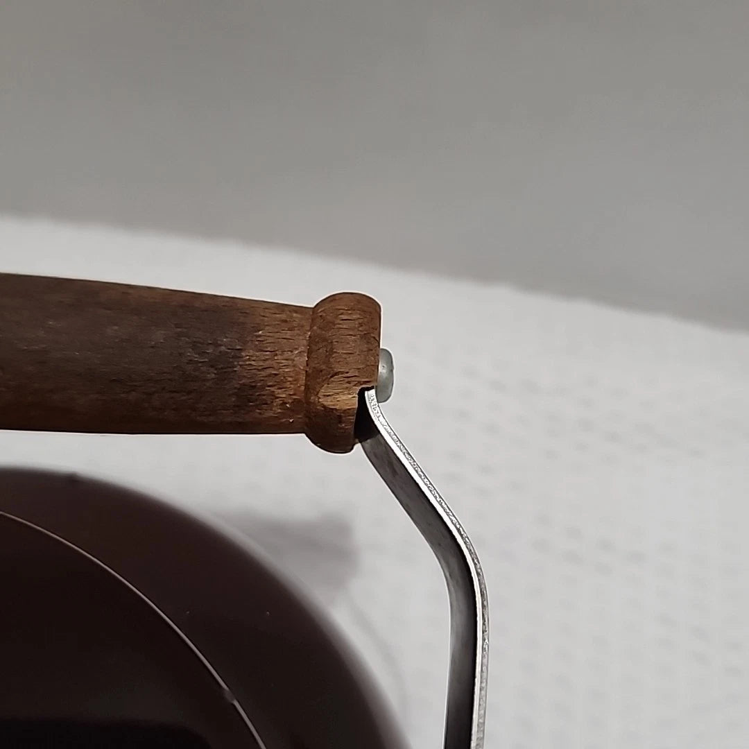 Vintage Small Brown Enamelware Tea Pot Kettle Wood Handle 6.5" x 4.75" | eBay