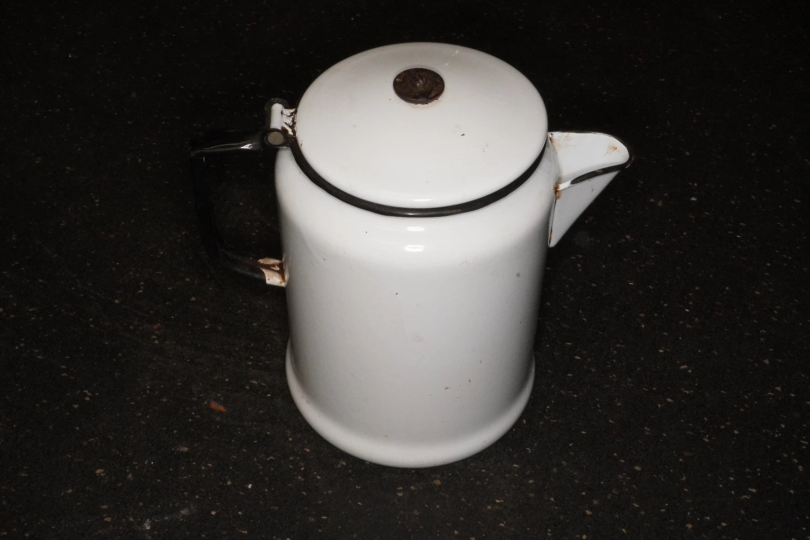White Porcelain Enamelware Pitcher Teapot Vintage | eBay