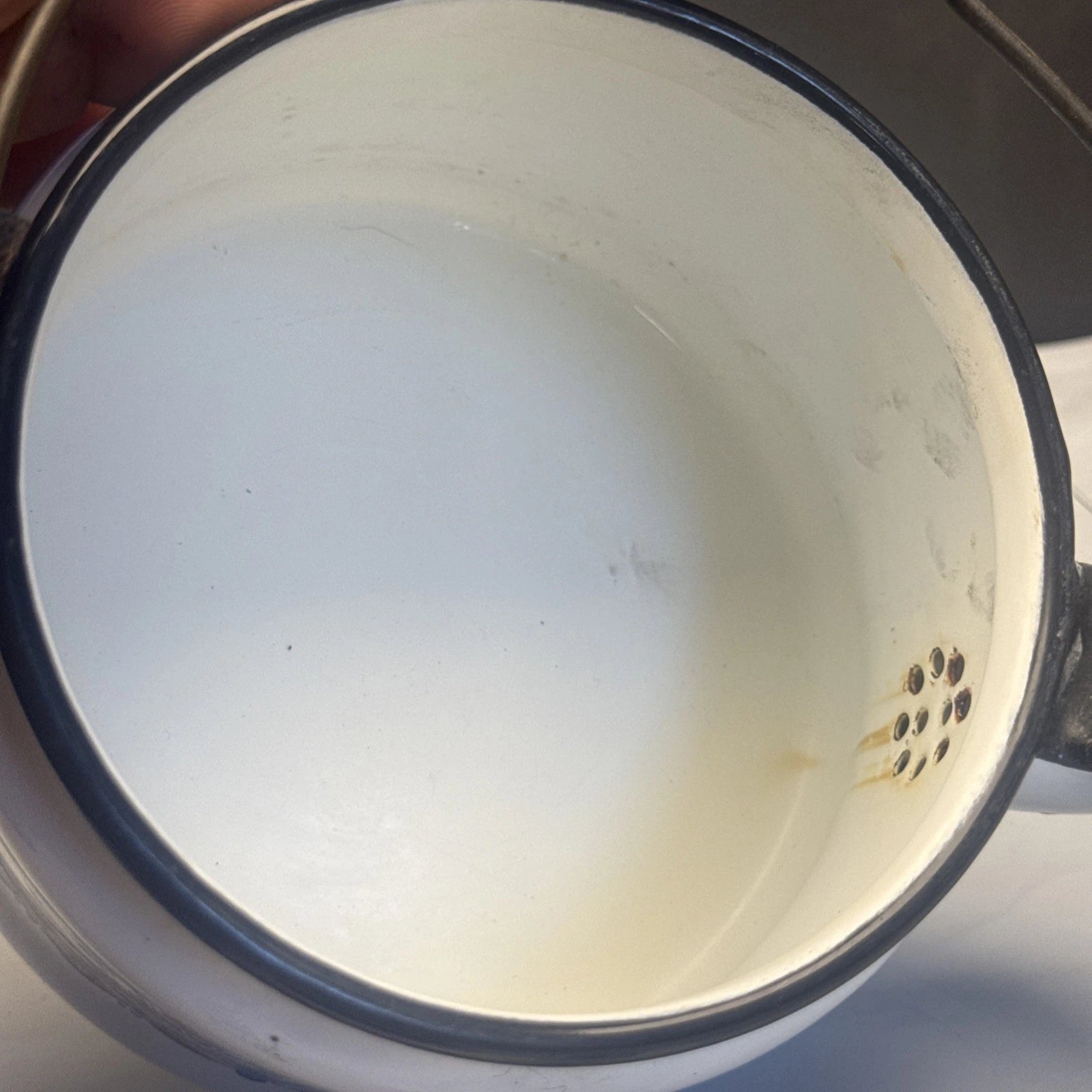 Vintage WHITE ENAMEL COUNTRY DUTCH FARMHOUSE TEAPOT/ KETTLE W/ LID, MCM | eBay