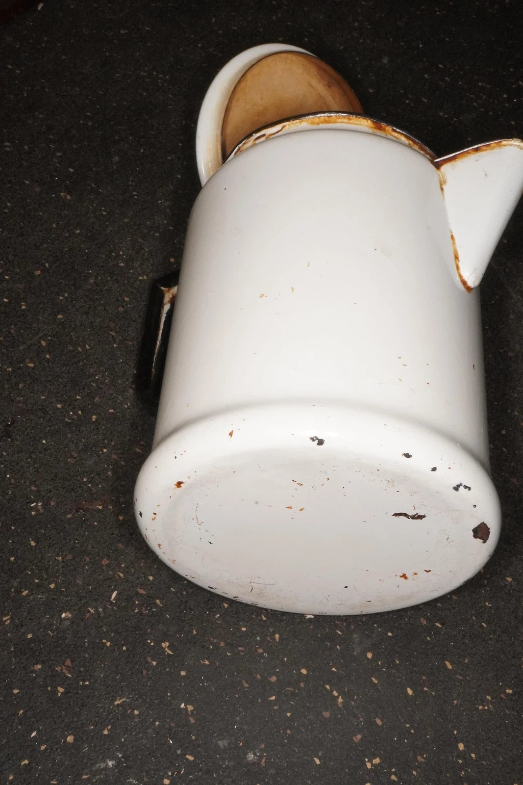 White Porcelain Enamelware Pitcher Teapot Vintage | eBay